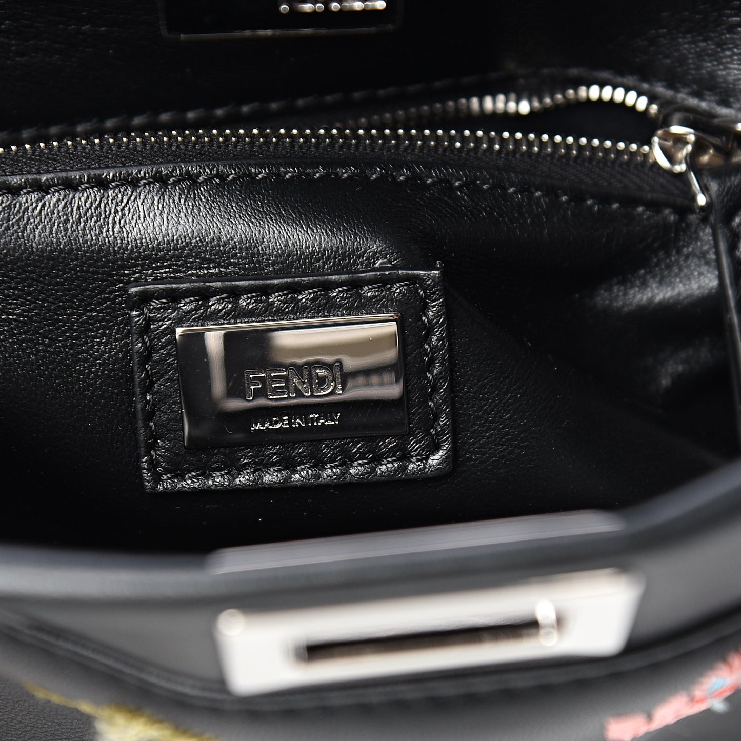 Nappa Rosebud Embroidered Mini Peekaboo Iconic Satchel Black Multicolor