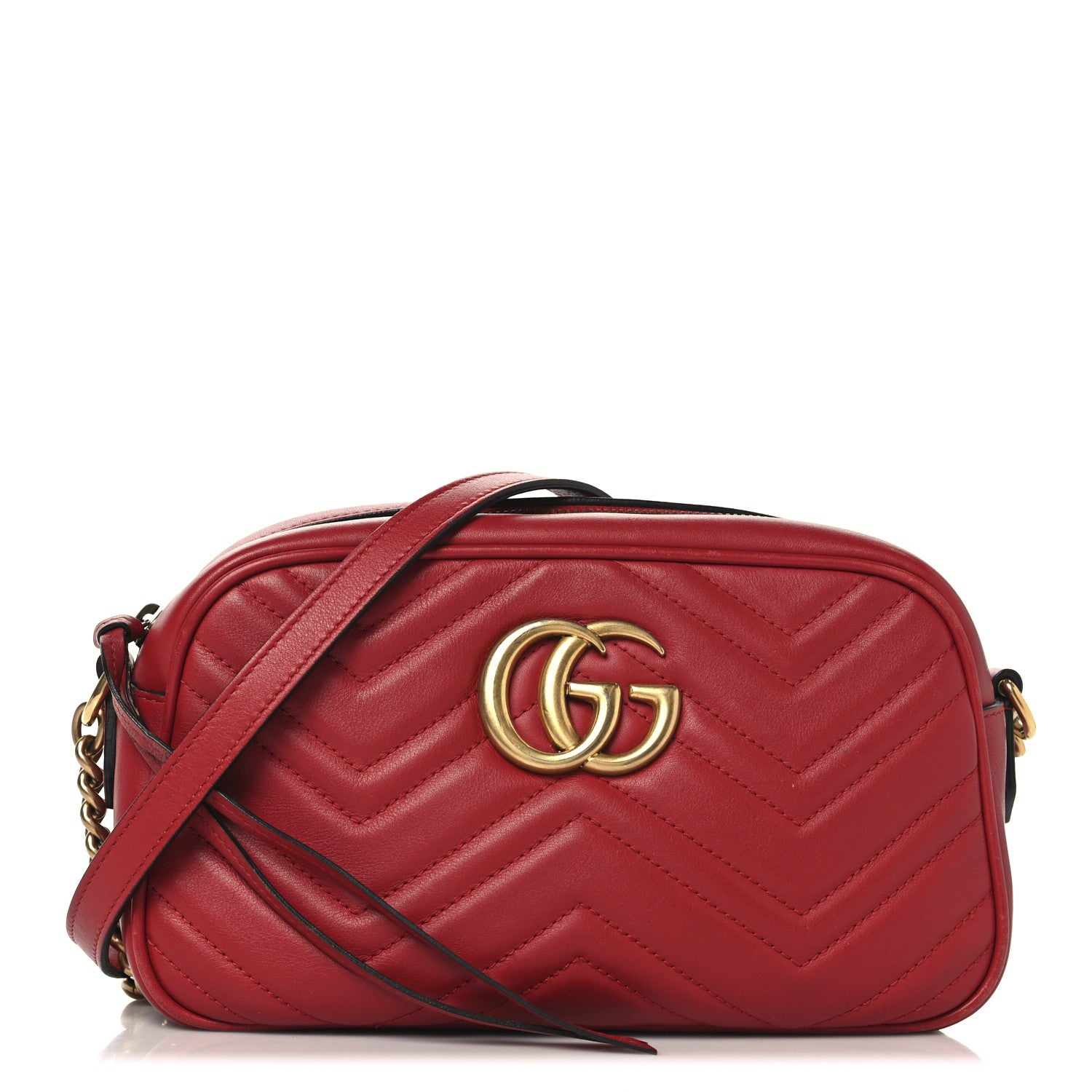 Gucci Calfskin Matelasse Small GG Marmont Chain Shoulder Bag