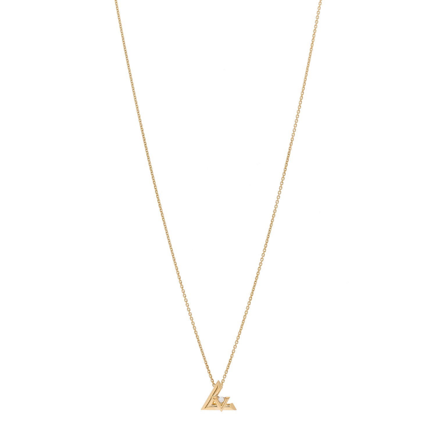 Louis Vuitton 18K Yellow Gold Diamond Small LV Volt One Pendant Necklace 1 of 4