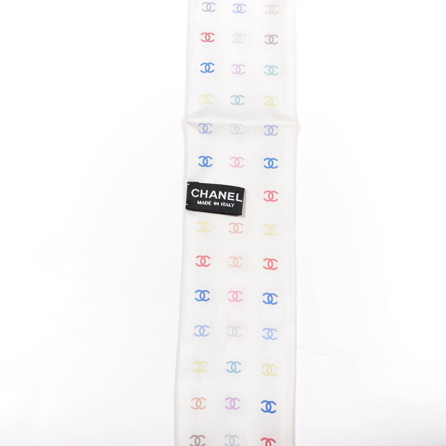 Chanel Silk Polka Dot CC Slim Bandeau Scarf Ivory Multicolor 2 of 4