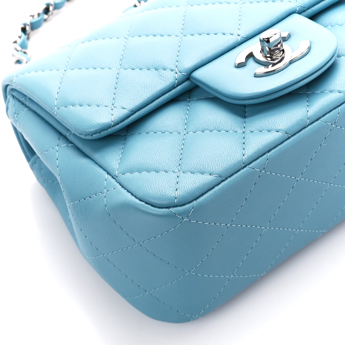 Lambskin Quilted Mini Square Flap Blue