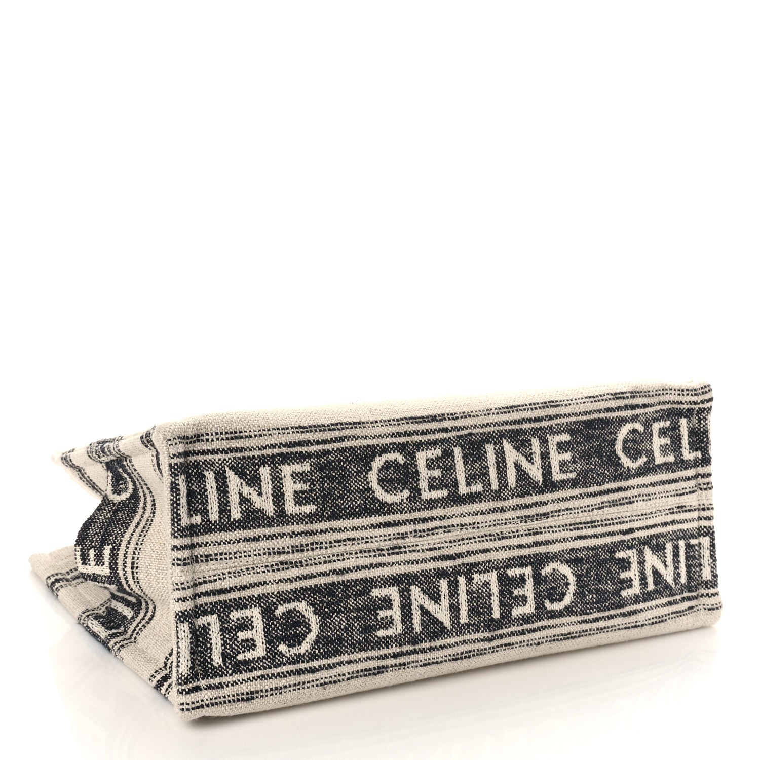 Celine Jacquard Striped Large Cabas Thais White Black 4 of 9