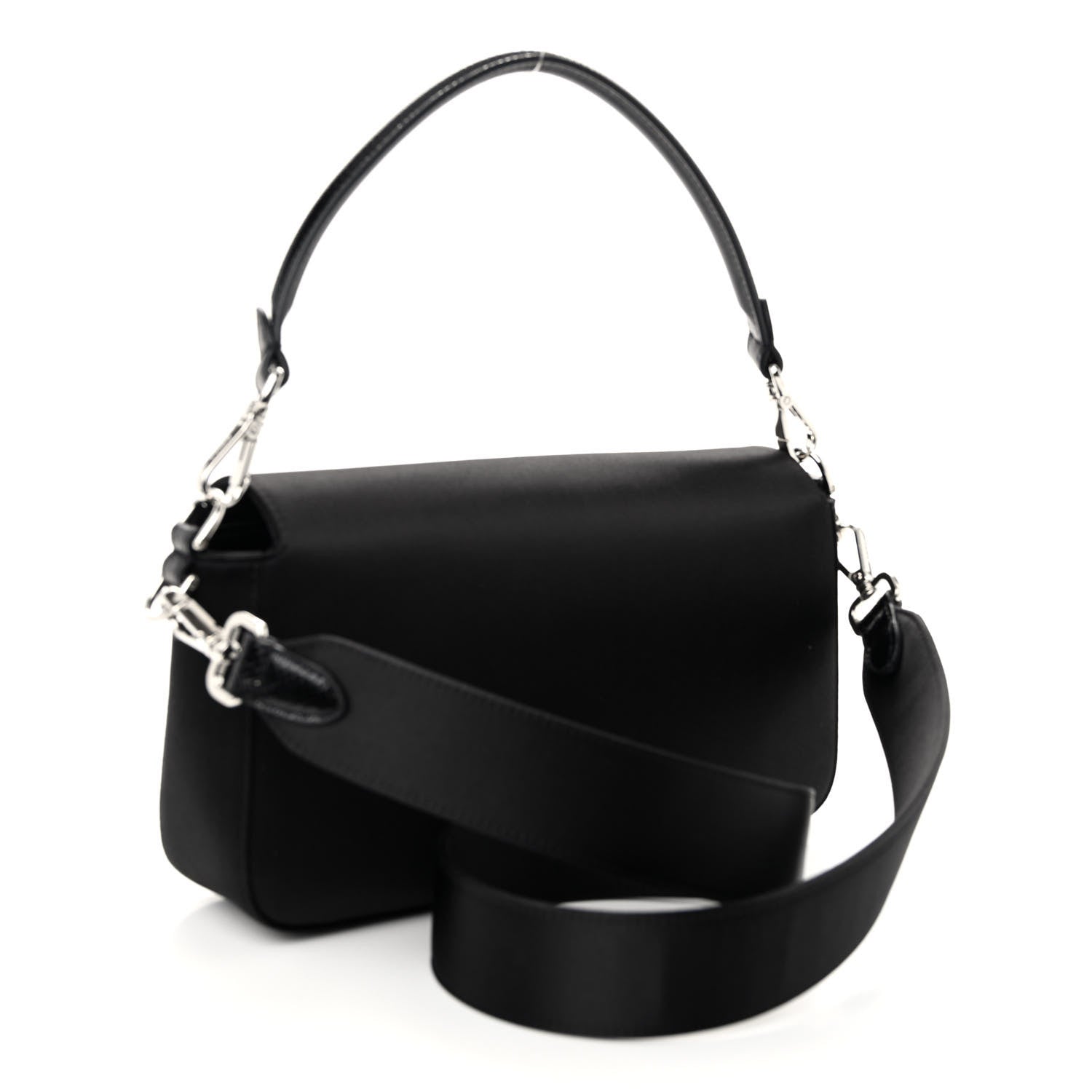 Fendi Satin Karung Crystal Baguette Black 3 of 11