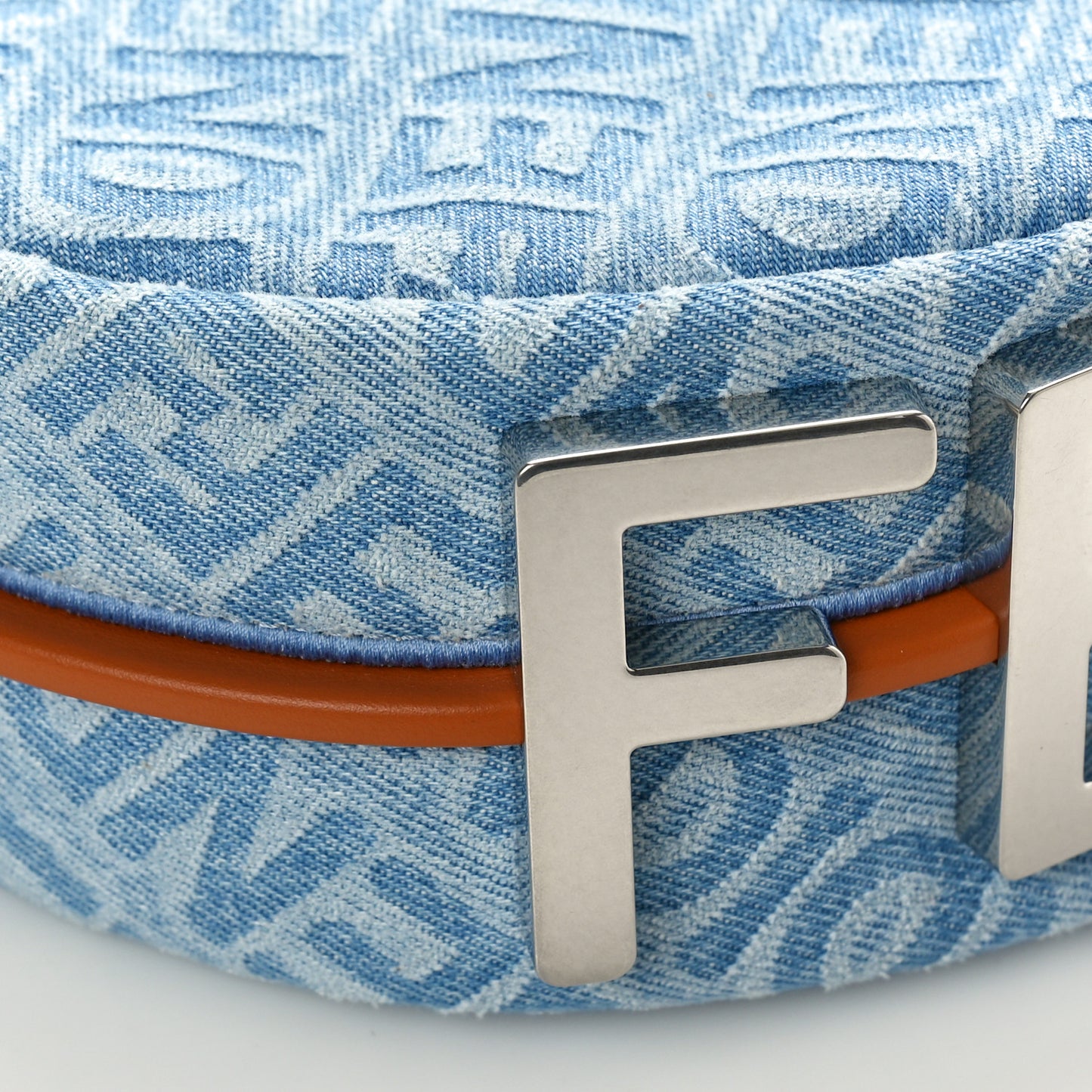 Denim Vitello Grace Mirror Logo Small Fendigraphy Hobo Bag Blue