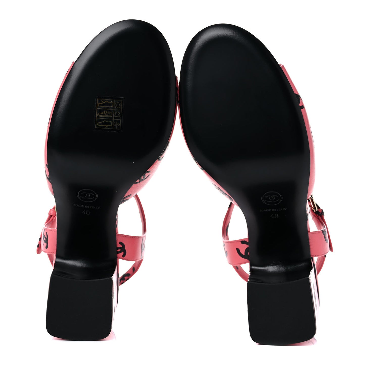 Lambskin Printed CC Sandals 40 Black Pink