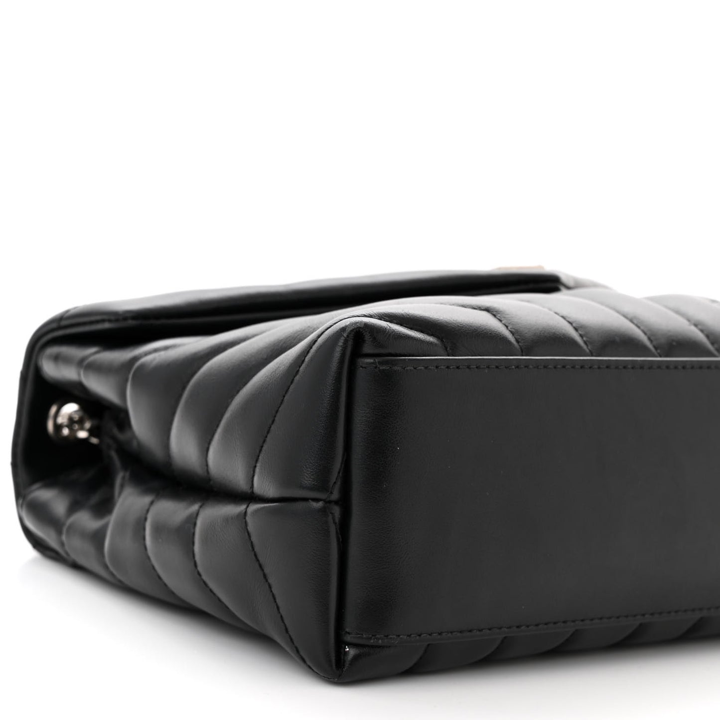 Calfskin Y Quilted Monogram Small Loulou Chain Satchel Black