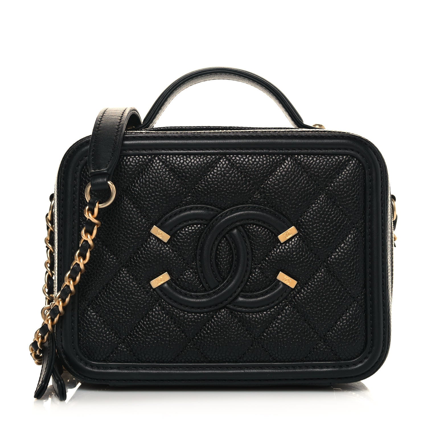 Chanel Caviar Quilted Small CC Filigree Vanity Case Black 1 of 12