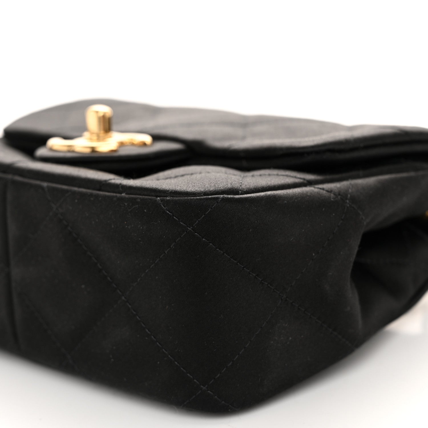 Chanel Satin Quilted Mini Logo Flap With Handle Black 10 of 10