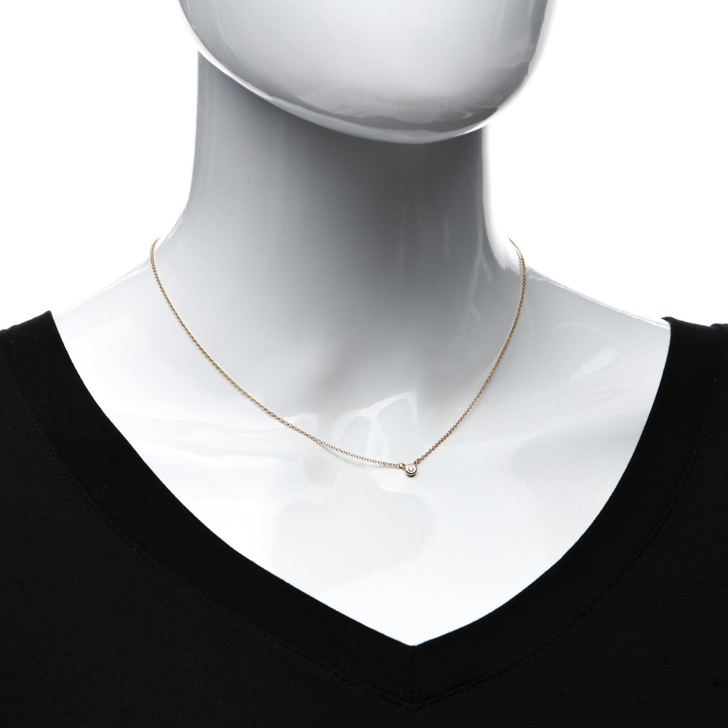 18K Rose Gold Diamond .03ct Elsa Peretti Diamonds by the Yard Pendant Necklace