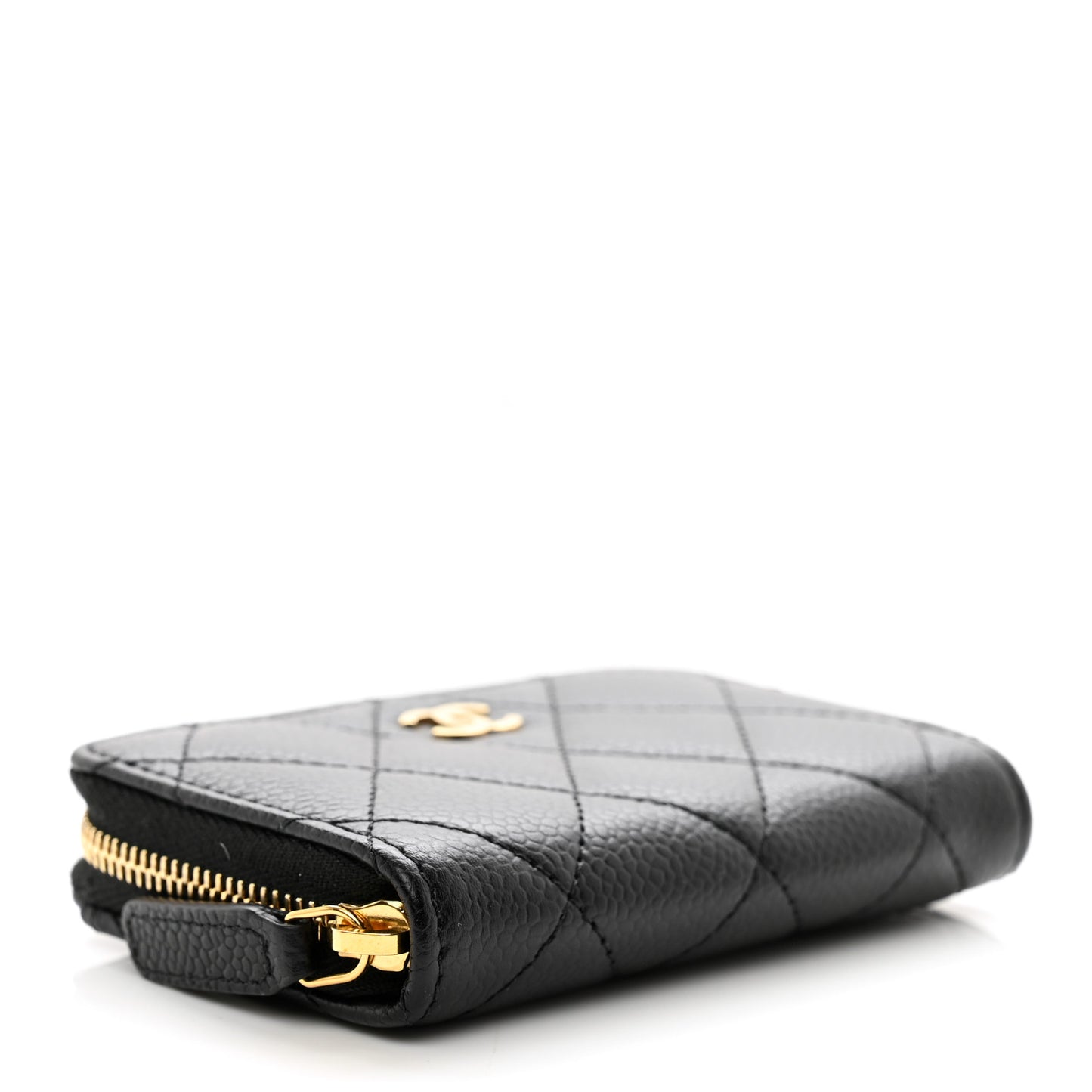 Caviar Quilted Zip Coin Purse Black