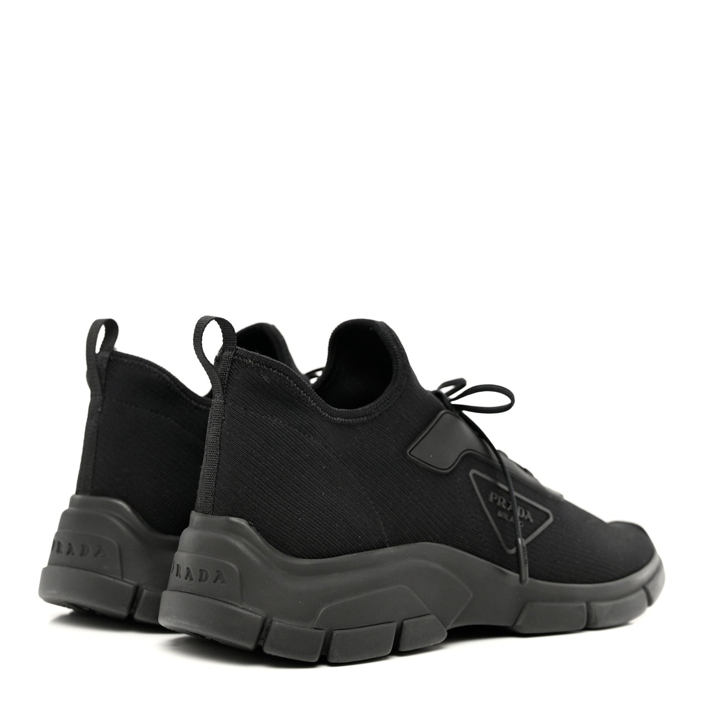 Knit Fabric Logo Mens Running Sneakers 8 Black