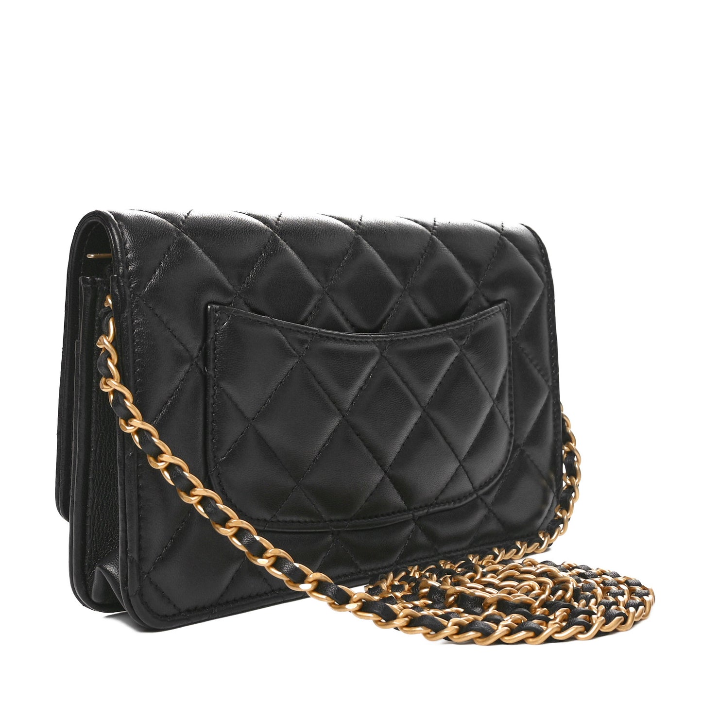 Lambskin Plexiglass Quilted Coco Love Wallet On Chain WOC Black