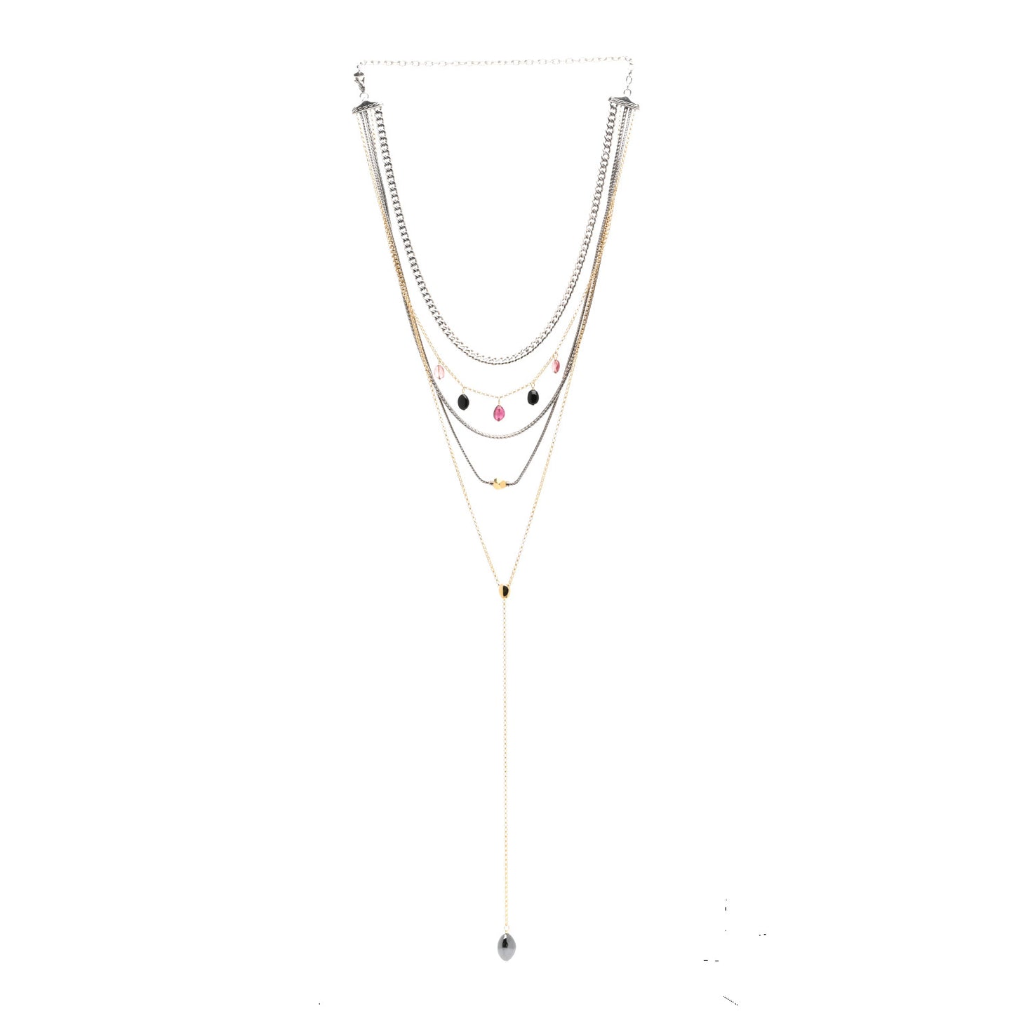 Sterling Silver 18K Yellow Gold Multi Gemstone Adwoa Aboah Multi Row Necklace