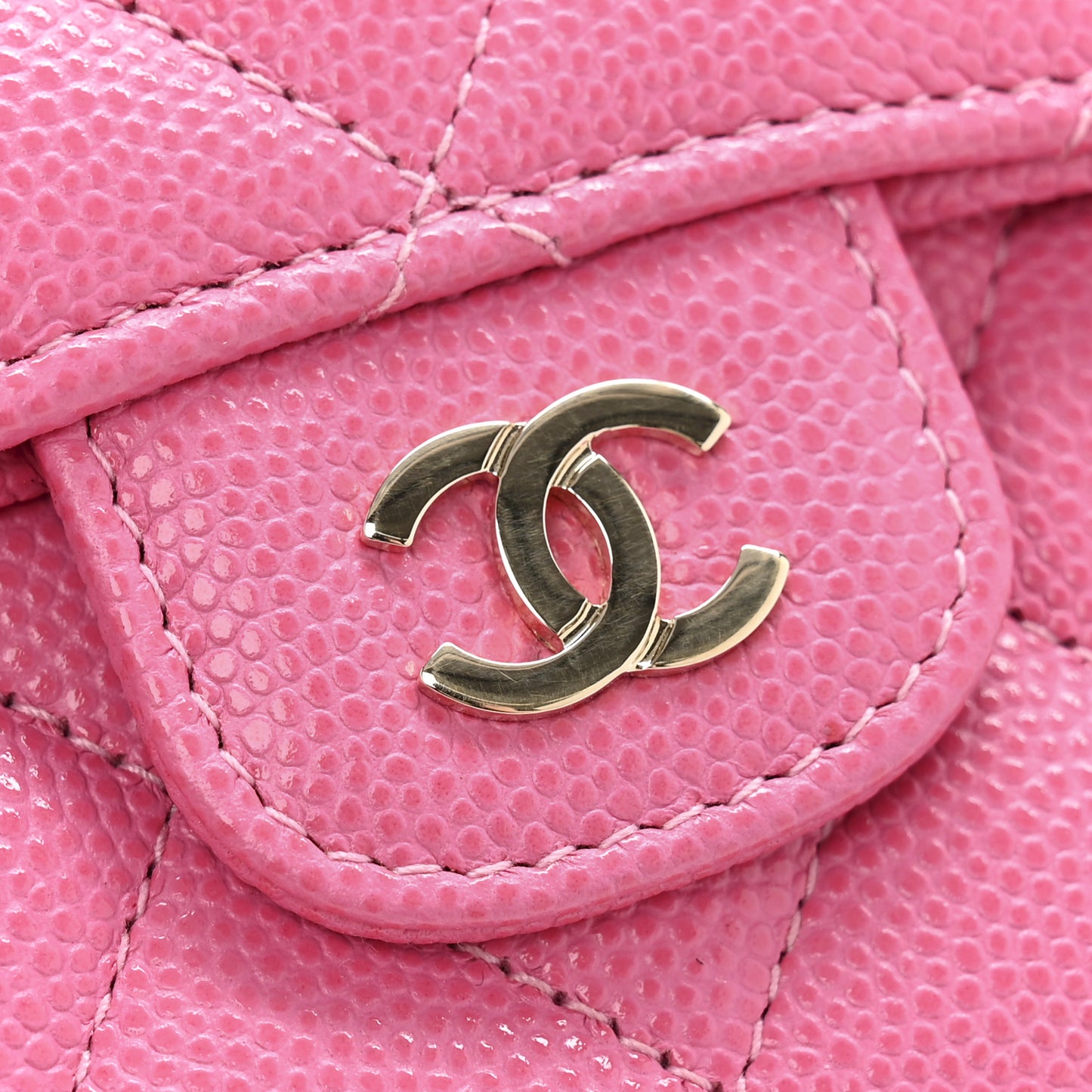 Caviar Quilted Compact Flap Wallet Pink