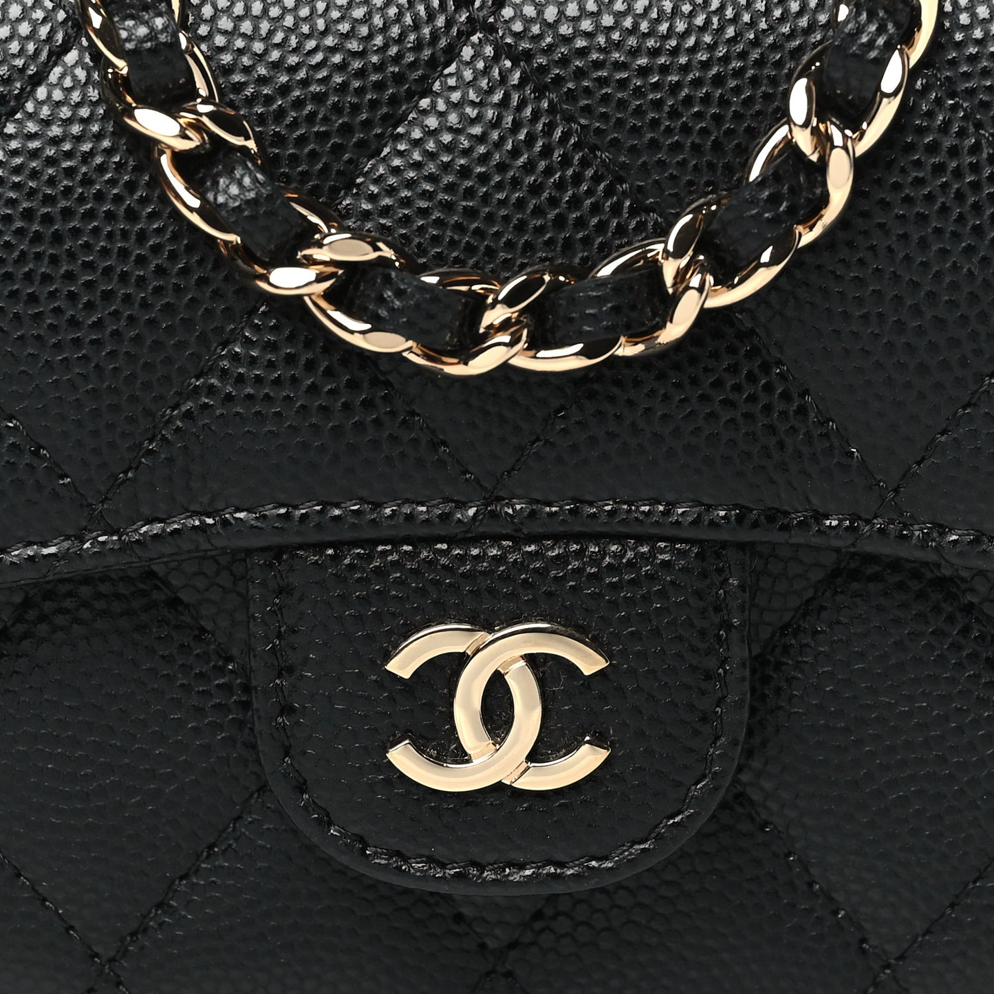 Caviar Quilted Mini Clutch With Chain Black