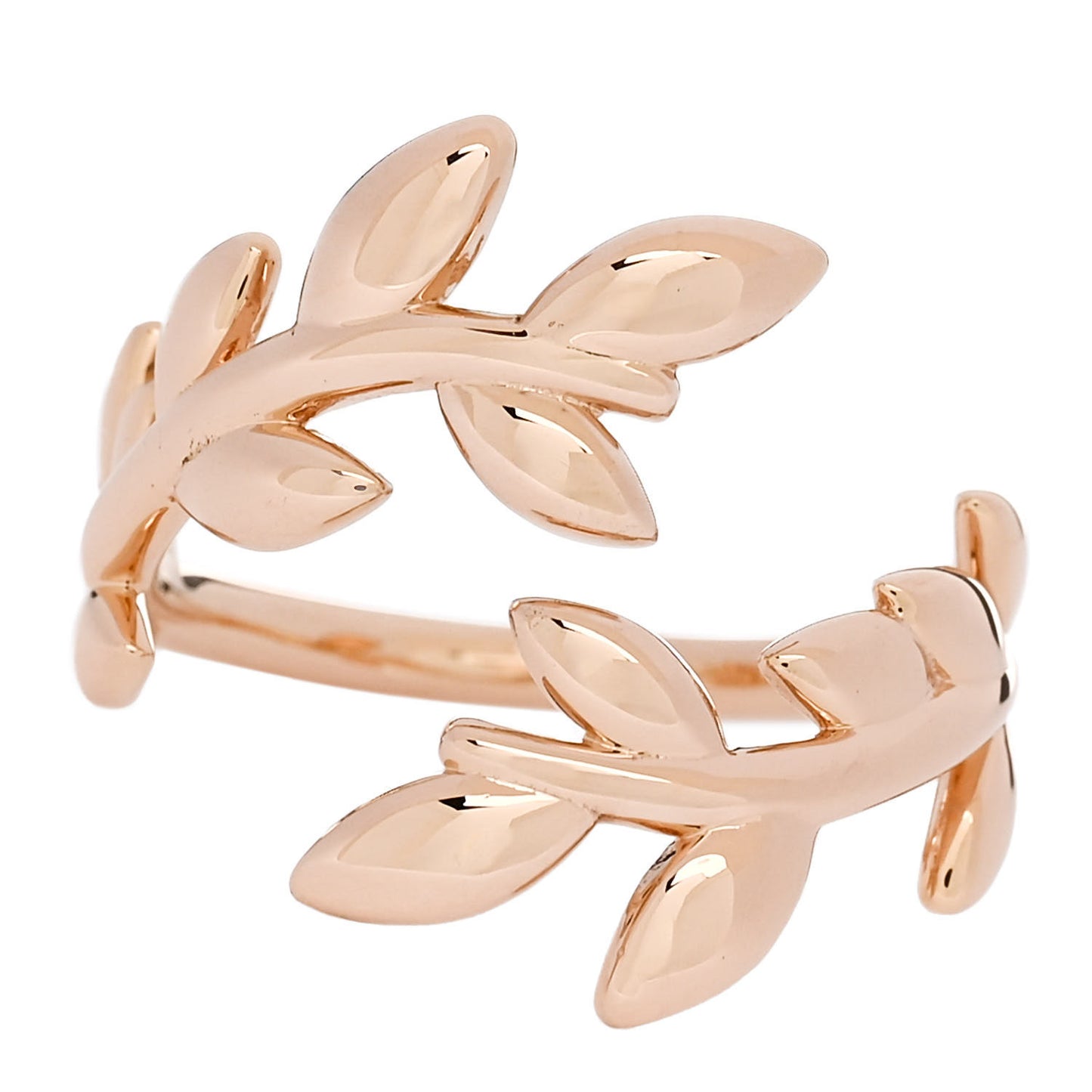 18K Rose Gold Paloma Picasso Olive Leaf Bypass Ring 54 7