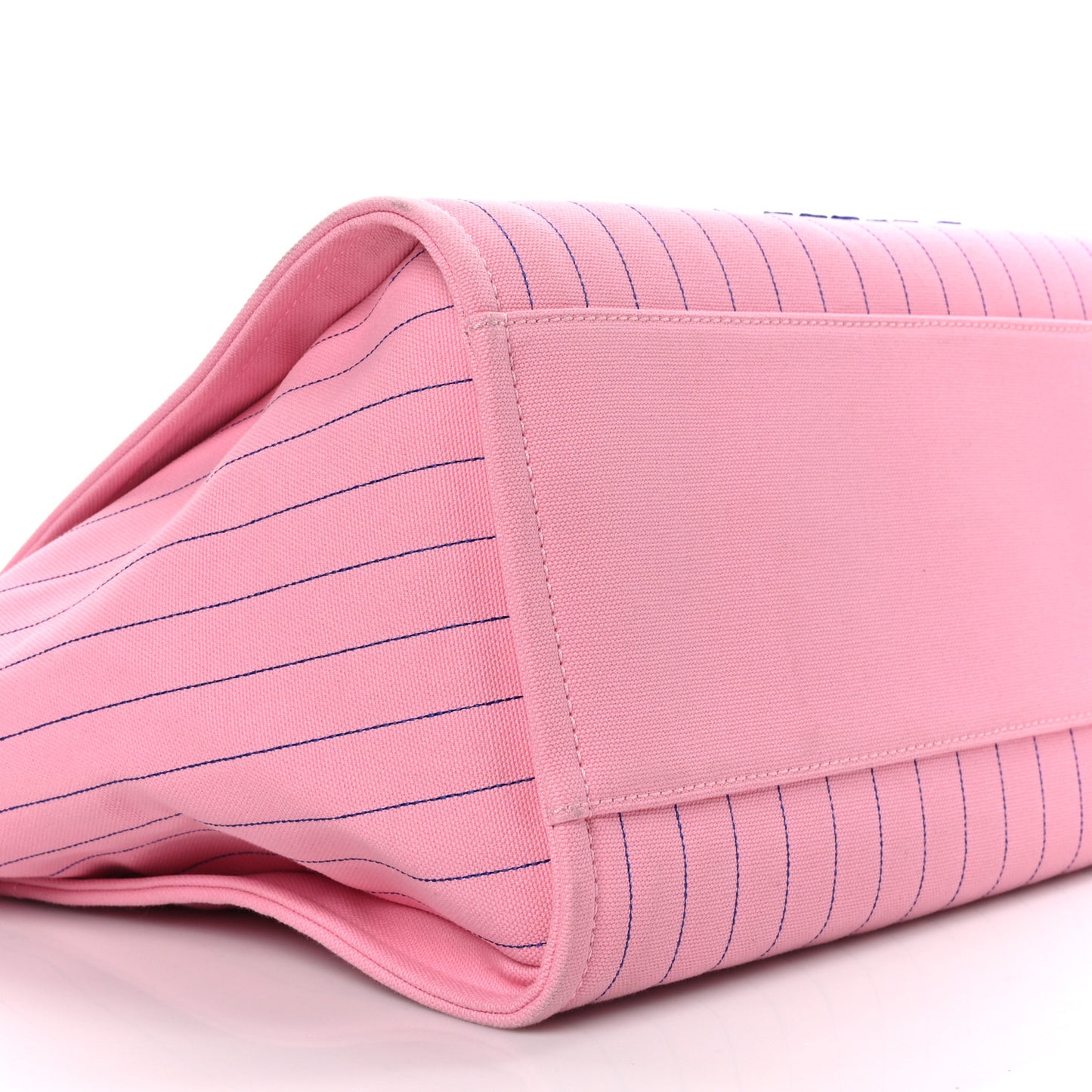 Canvas Calfskin Striped Medium Deauville Tote Pink