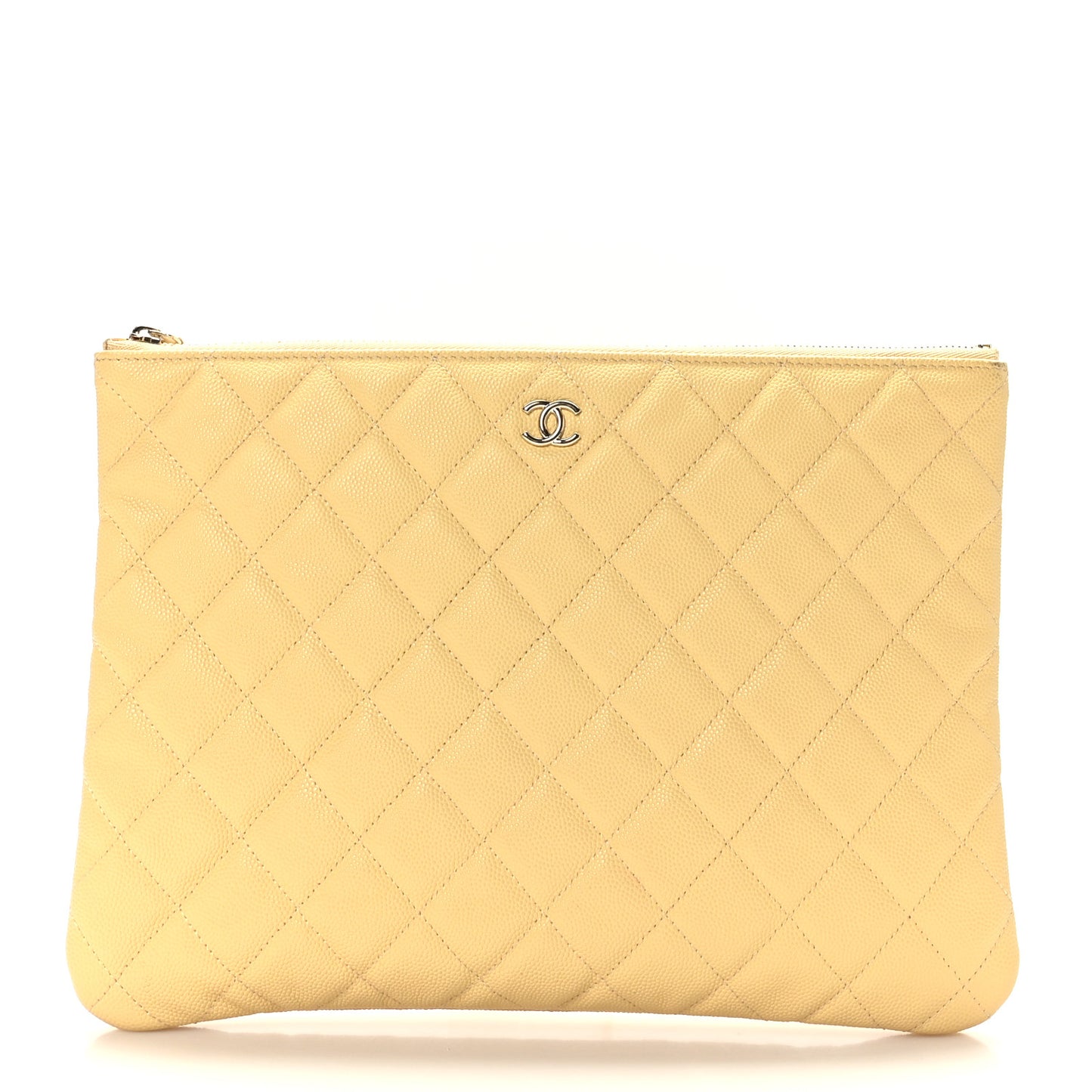 Caviar Quilted Medium Cosmetic Case Yellow