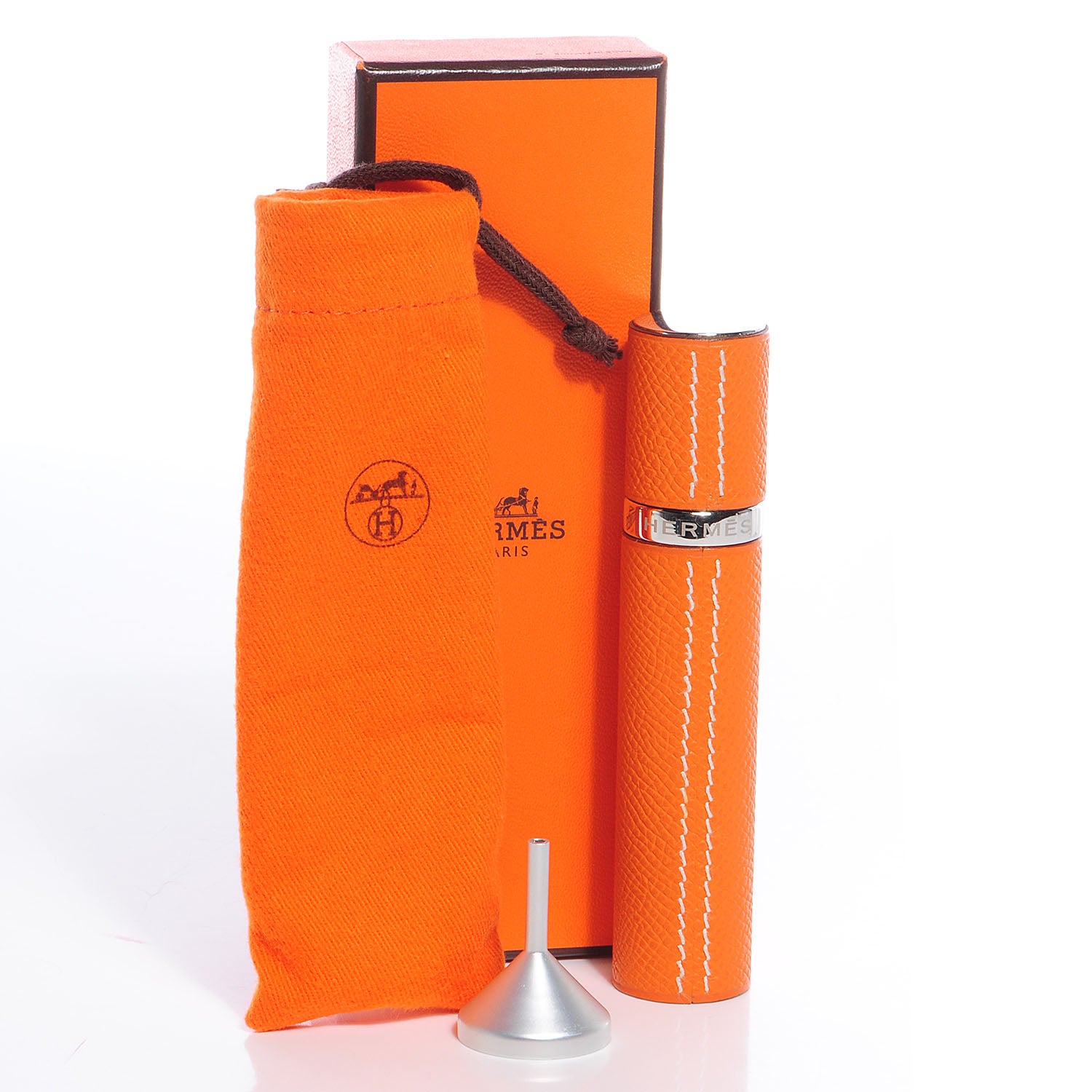 Hermes Epsom Atomizer Refillable Bottle and Case Orange .33 fl. oz. 4 of 4