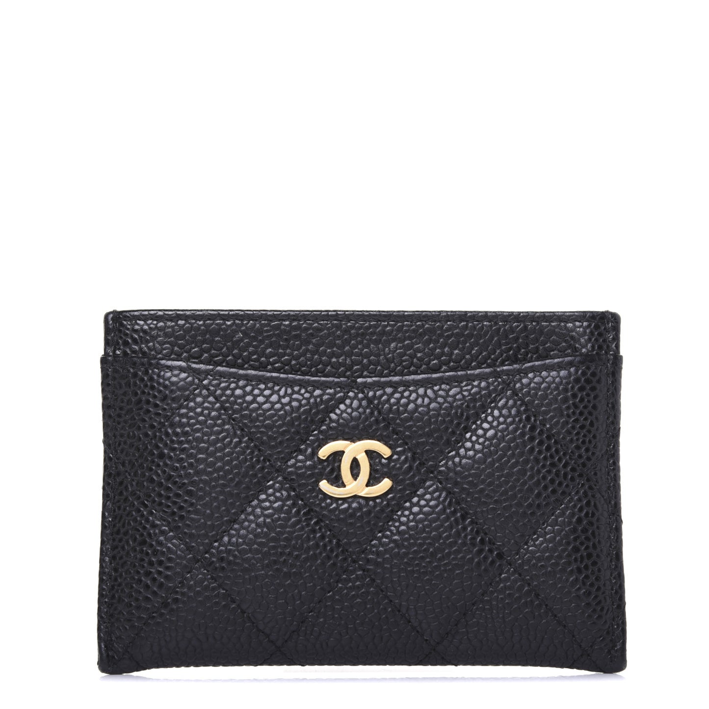 Caviar Quilted Card Holder Black