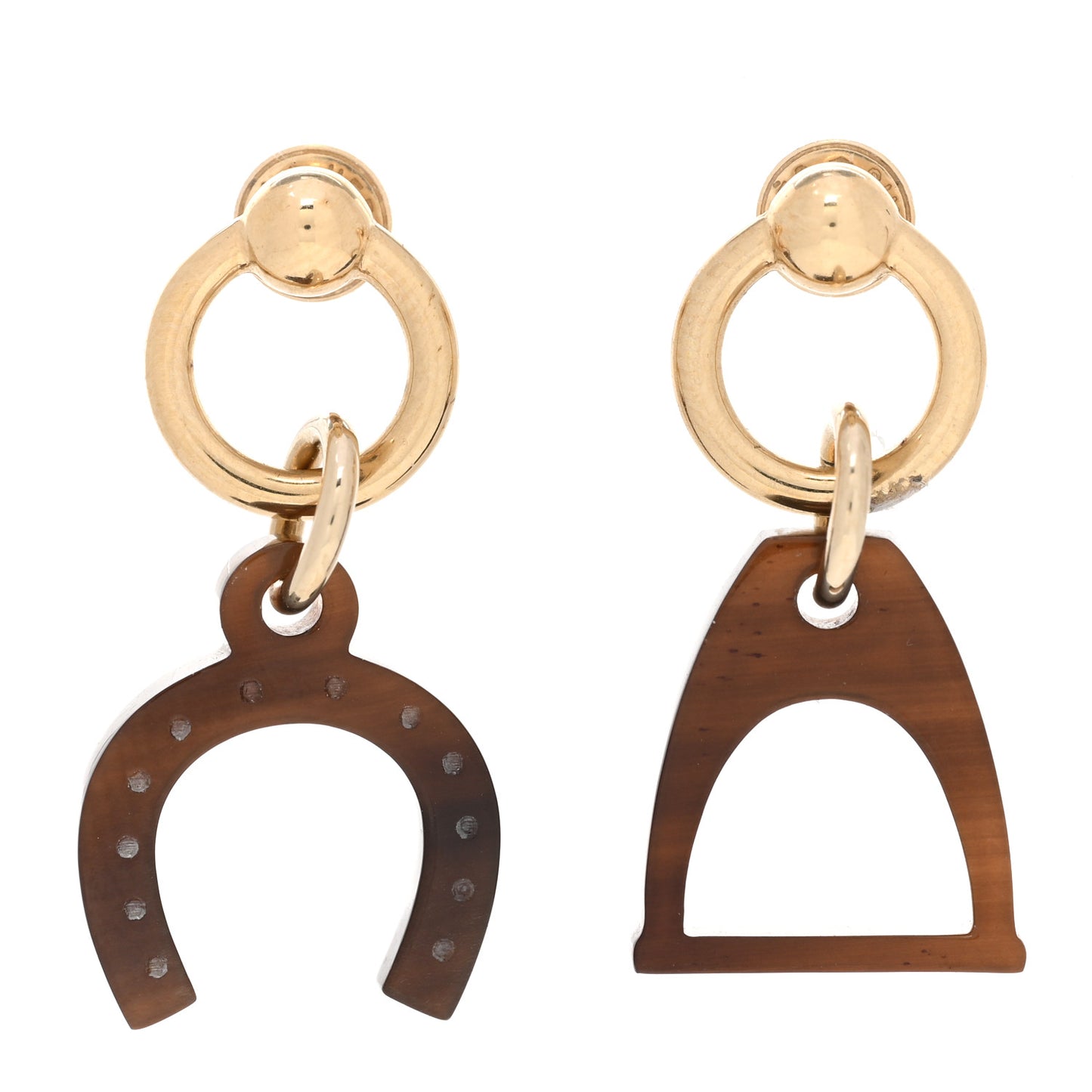 Permabrass Buffalo Horn Amulettes Equestre Earrings