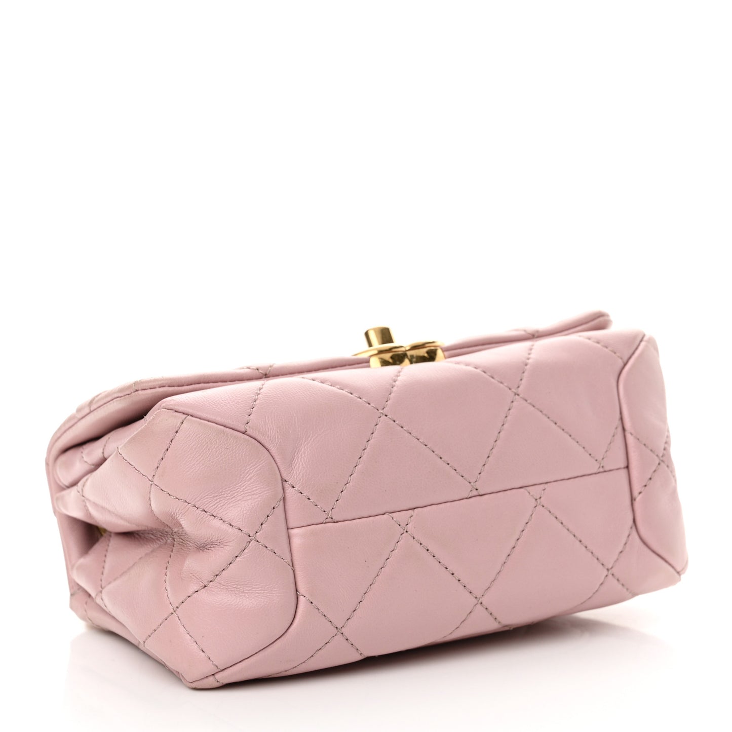 Lambskin Quilted Mini Color Match Flap Light Pink