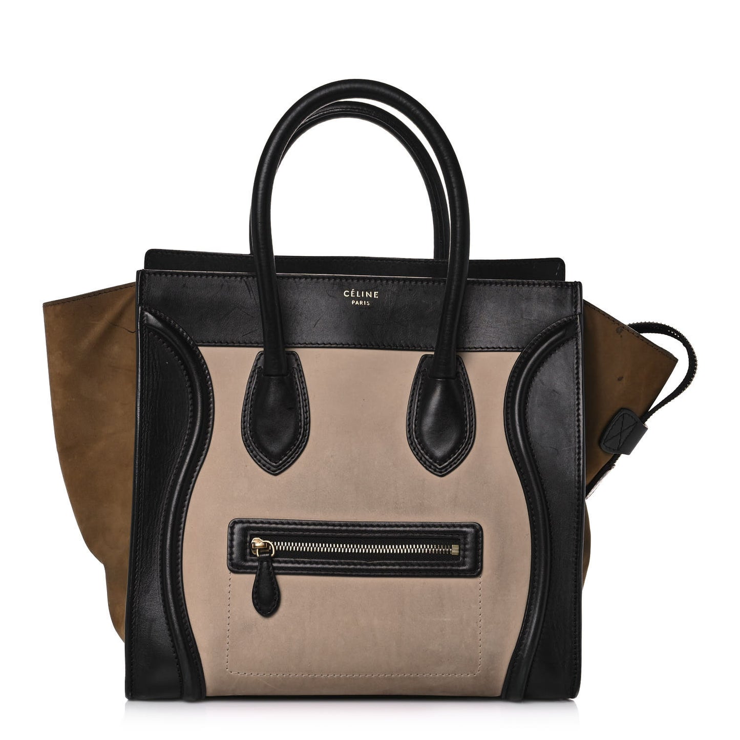 Satin Calfskin Suede Mini Tri-Color Luggage Seashell