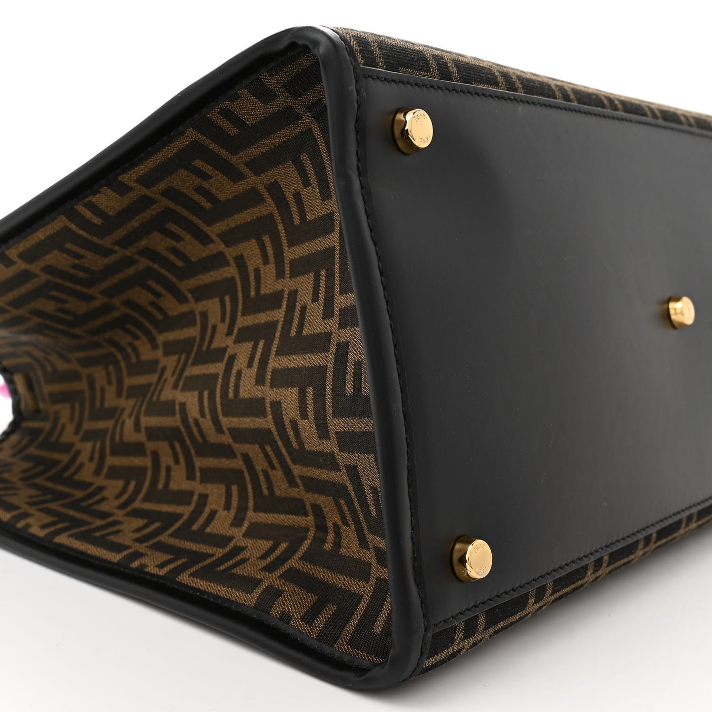 X VERSACE Fabric Jacquard Calfskin Plexiglass Fendace FF Medusa Studded Large Fendi Sunshine Shopper Tote Marrone Fuxia