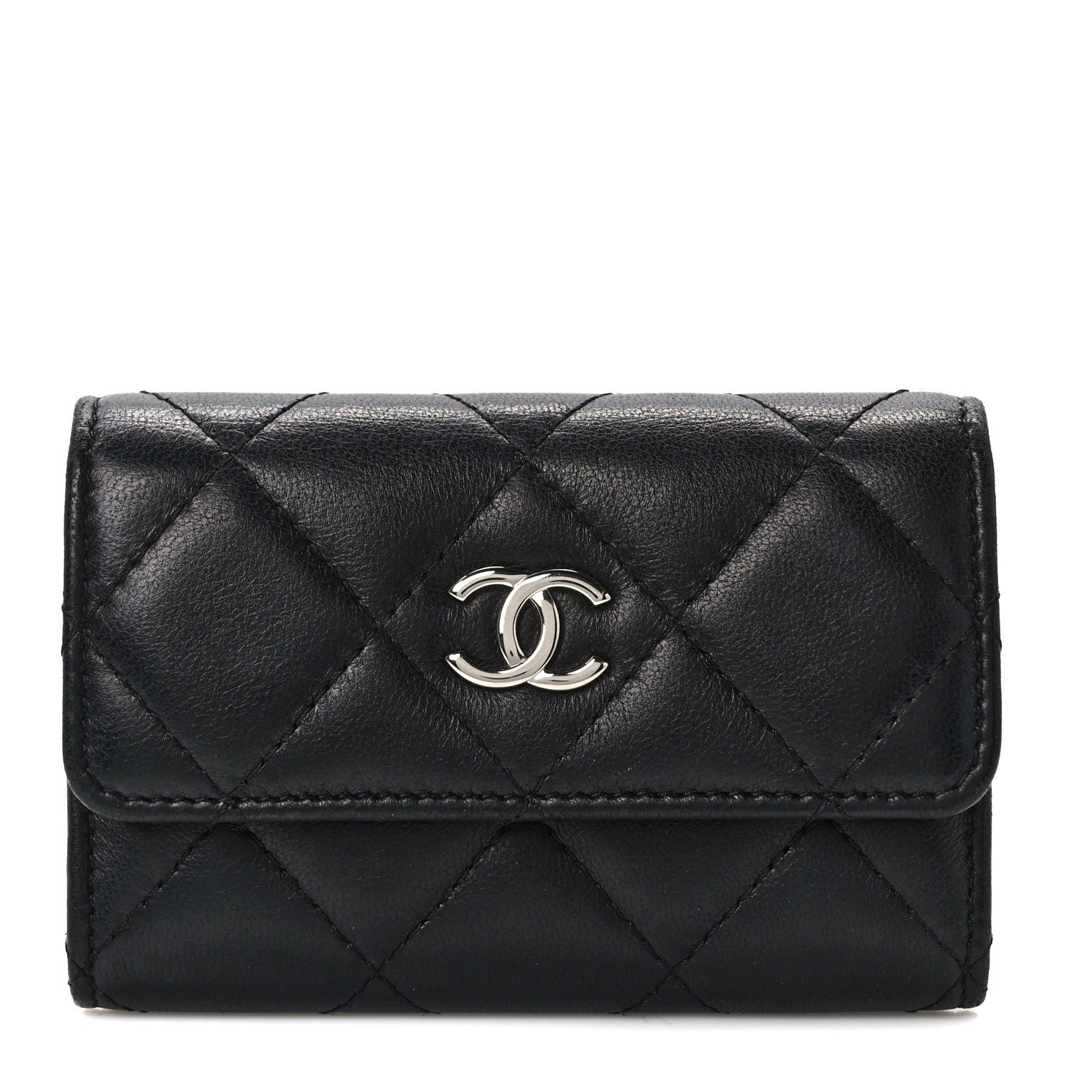 Chanel Lambskin Quilted Small Graffiti Compact Wallet Black 1 of 10