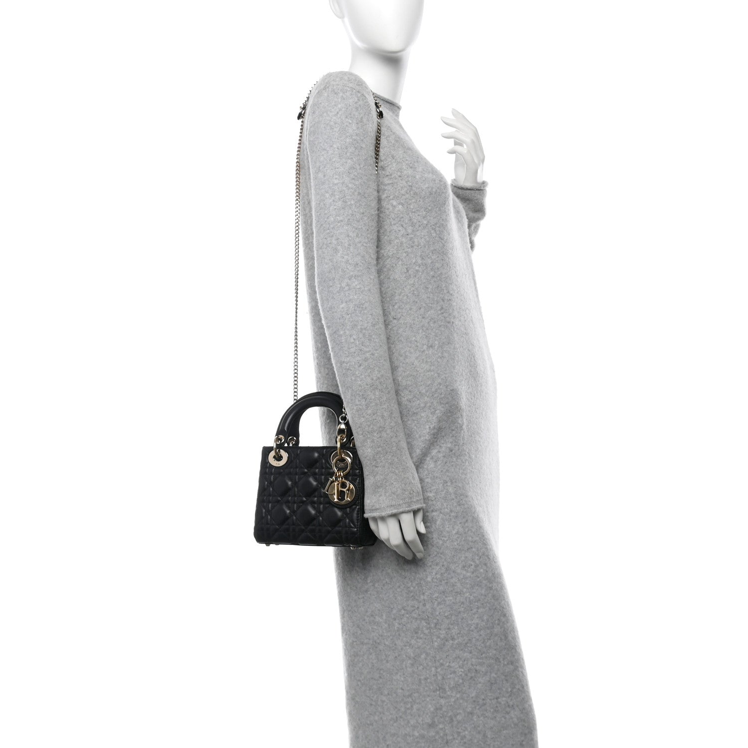 Christian Dior Lambskin Cannage Mini Lady Dior Black 2 of 10