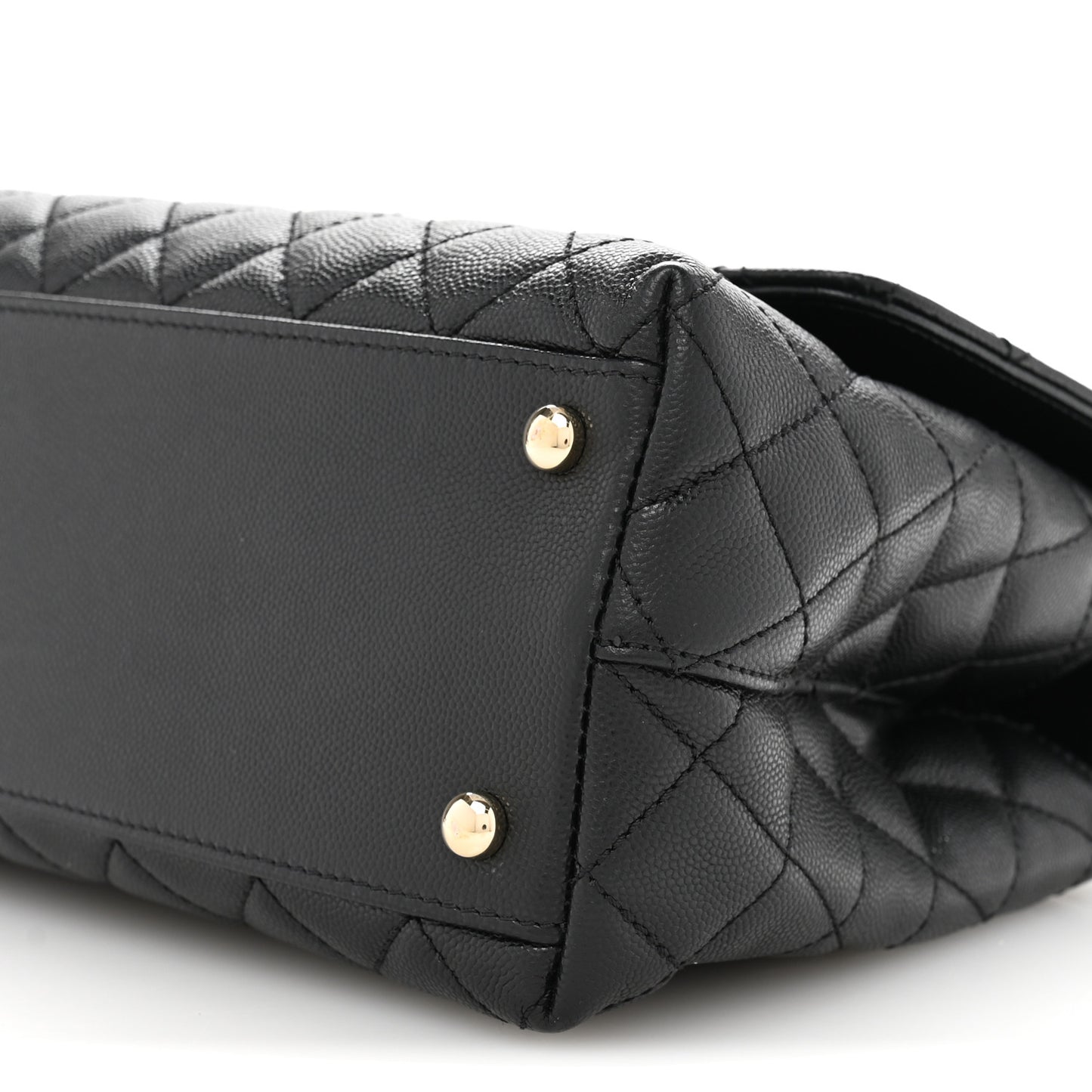 Caviar Quilted Small Coco Handle Flap Black