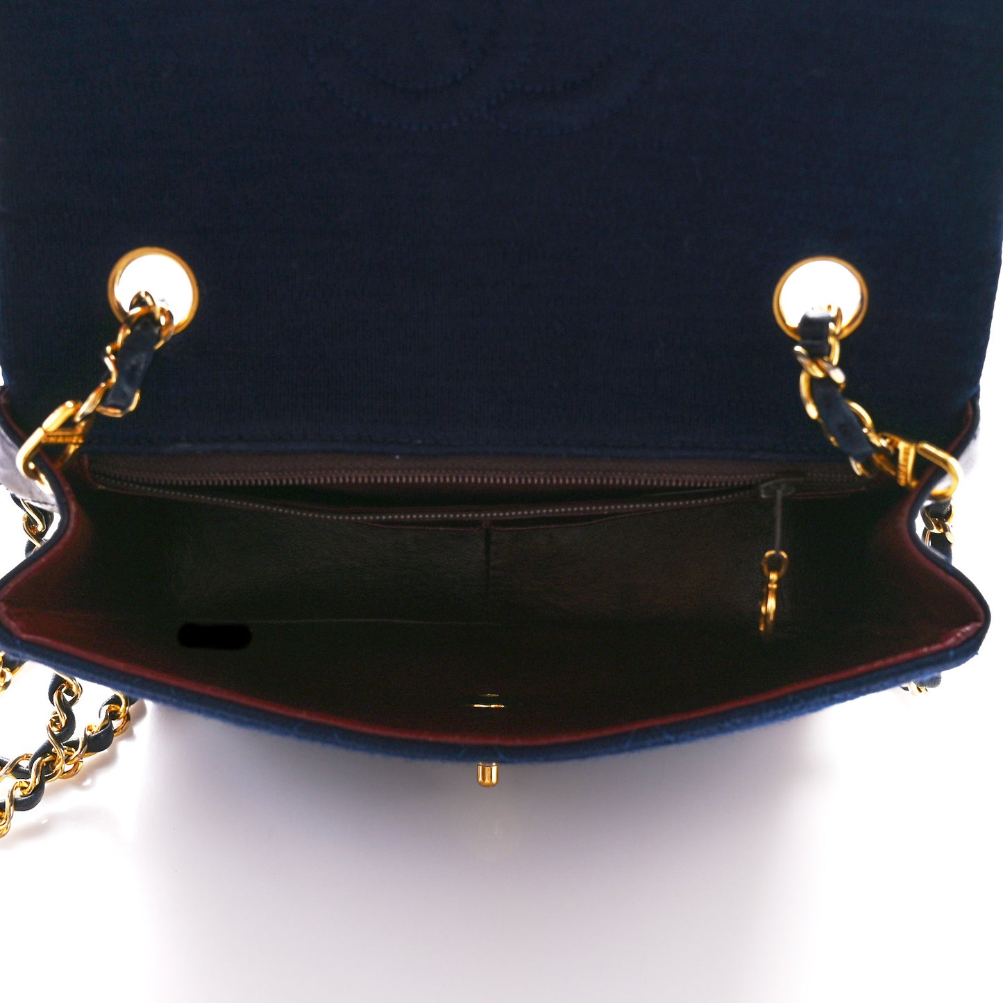 Jersey Lambskin Quilted Mini Square Flap Navy