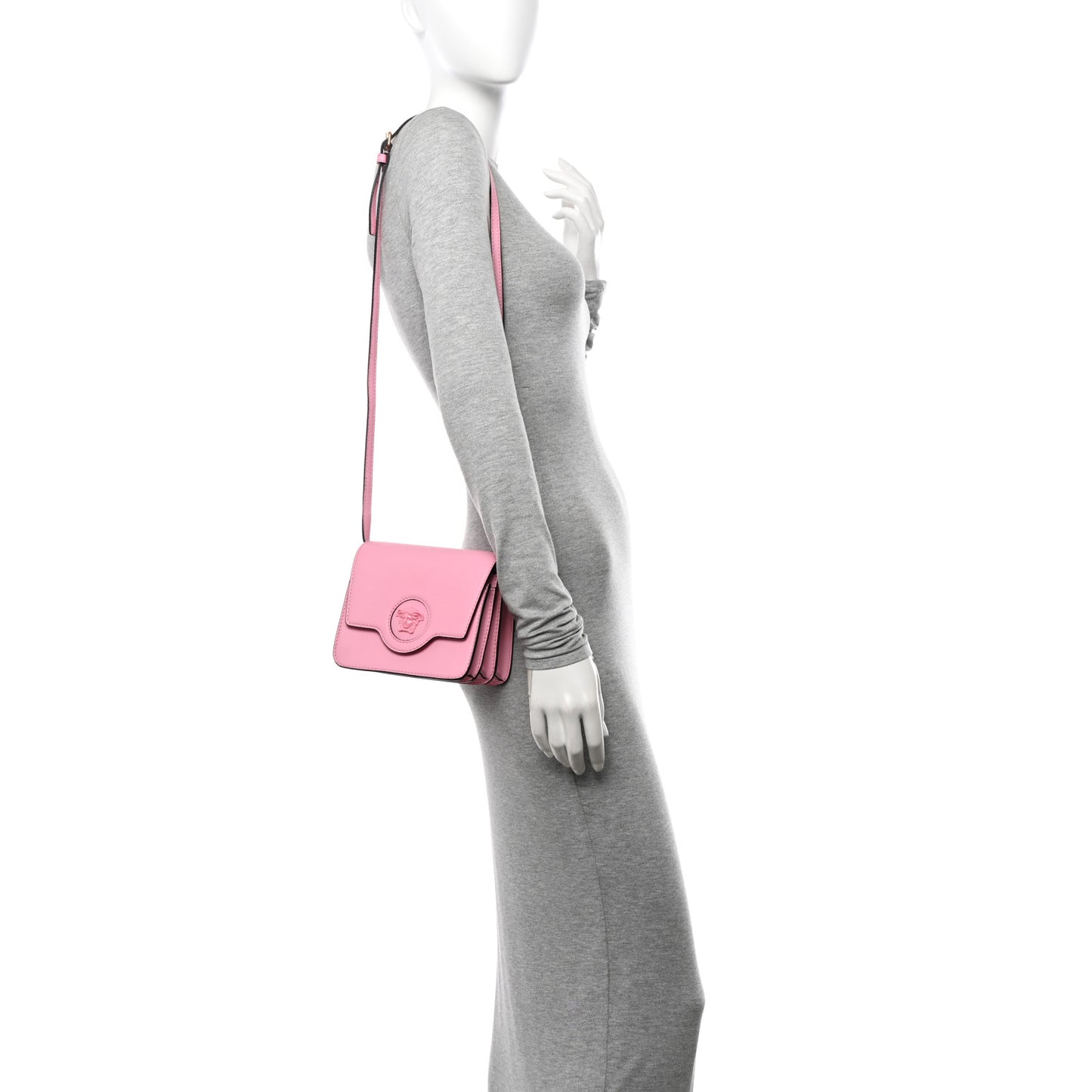 Grained Calfskin La Medusa Shoulder Bag Pink