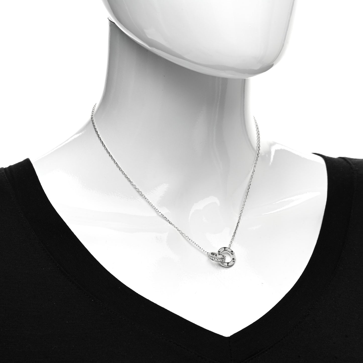 18K White Gold Diamond Interlocking LOVE Paved Necklace