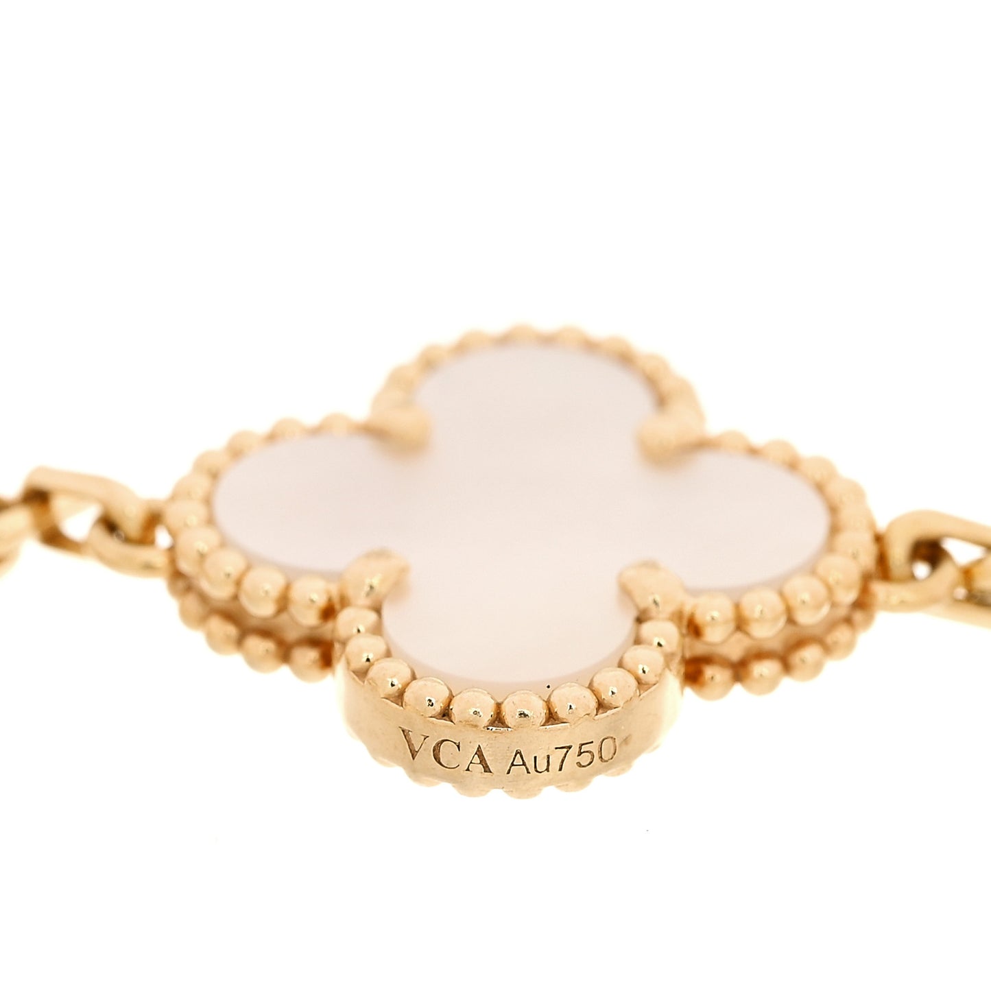 18K Yellow Gold Mother of Pearl 5 Motifs Vintage Alhambra Bracelet