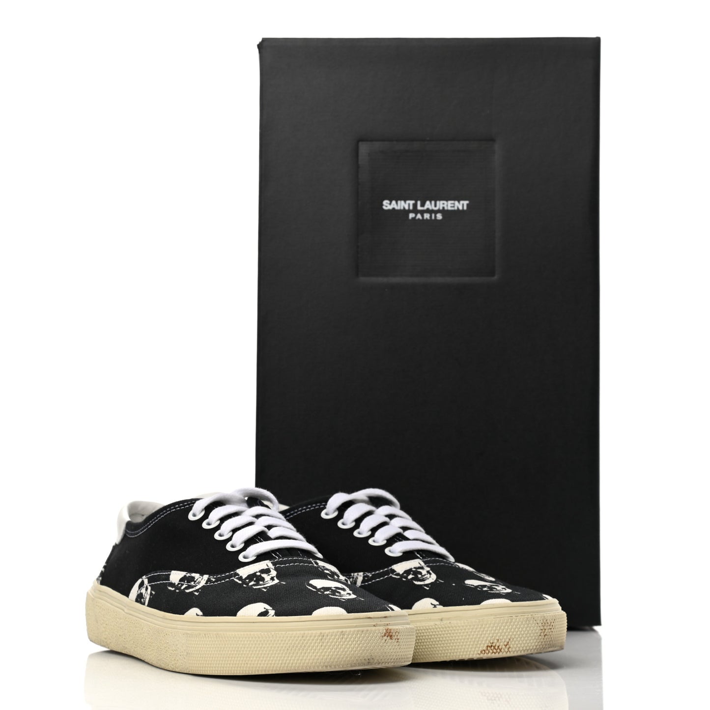 Canvas Skull Print Skate Sneakers 40 Black White