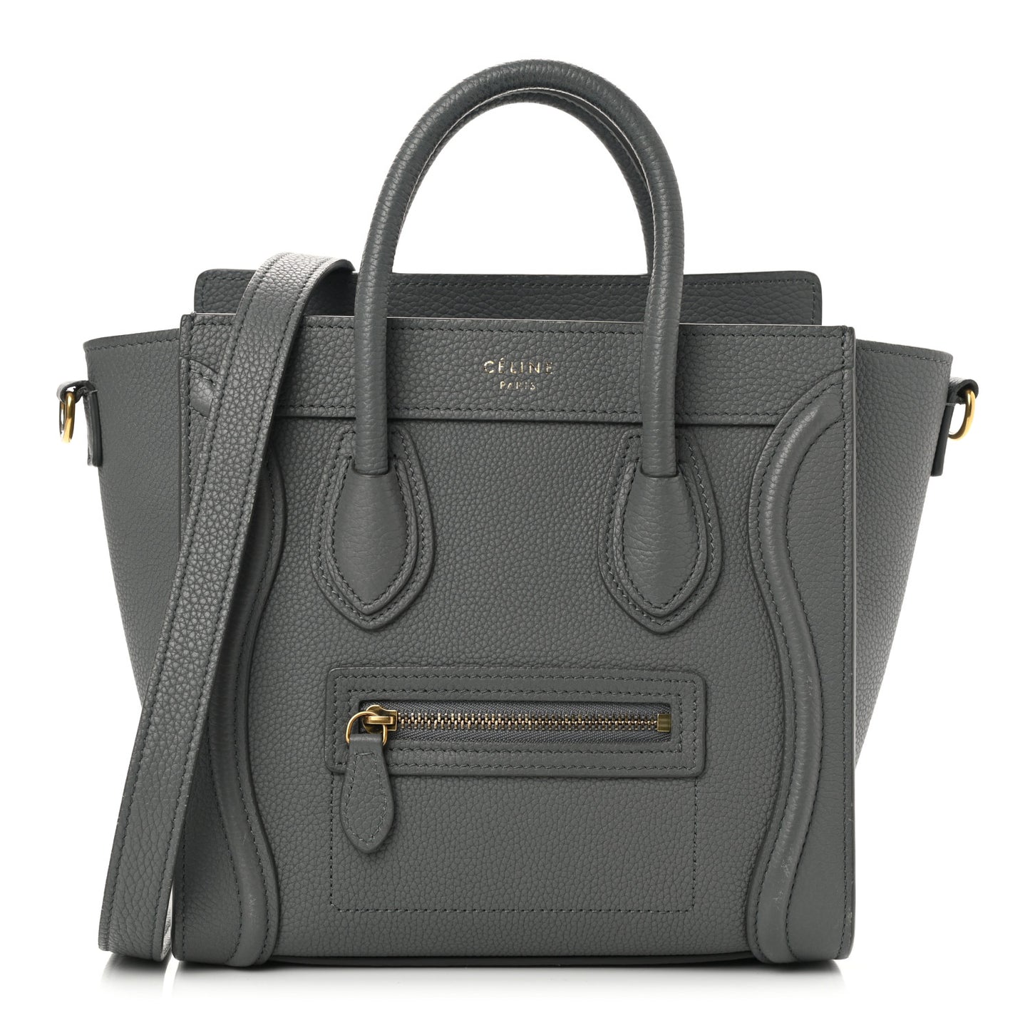Baby Drummed Calfskin Nano Luggage Kohl