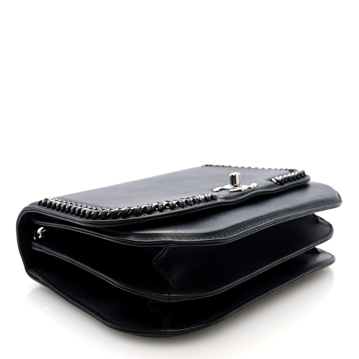 Calfskin Braided Small Chic Flap Black