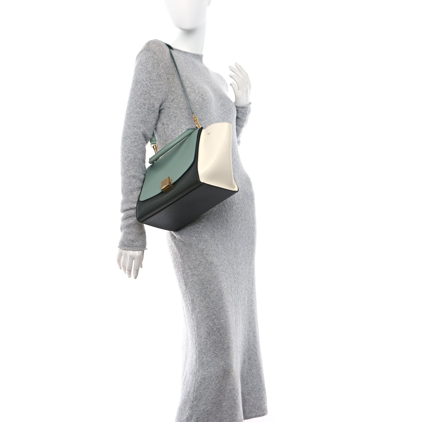 Bullhide Calfskin Small Tri-Color Trapeze Jade