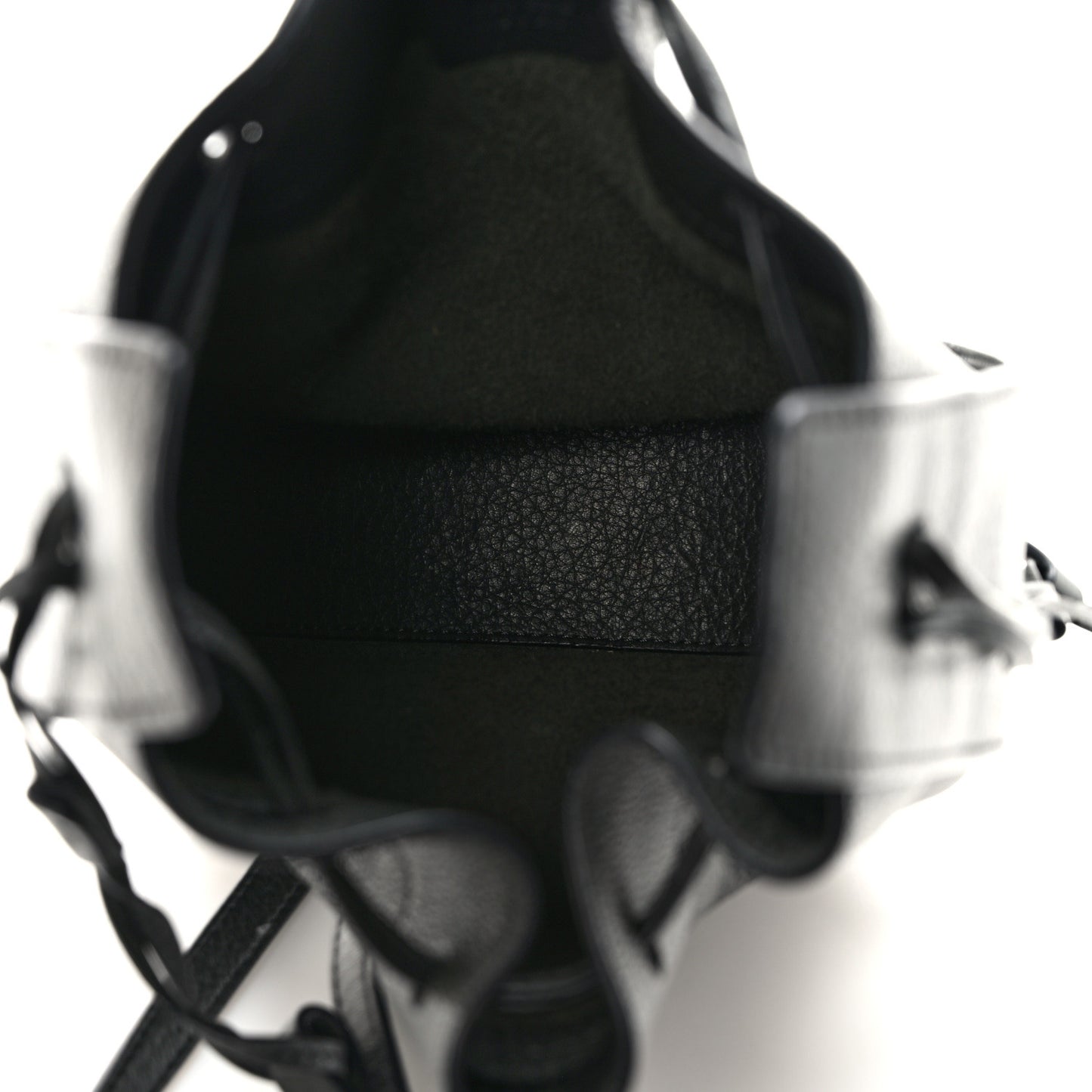 Grained Calfskin Drawstring Pouch Black