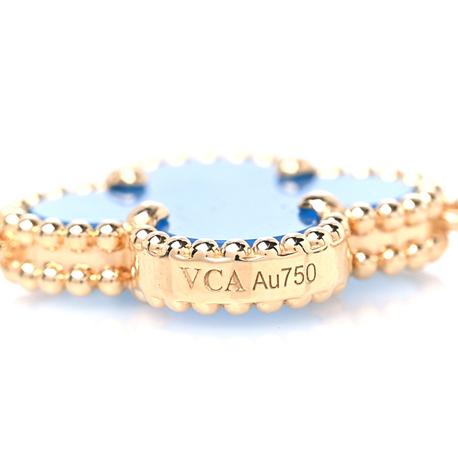 Van Cleef & Arpels 18K Yellow Gold Blue Agate 10 Motifs Vintage Alhambra Necklace 4 of 5