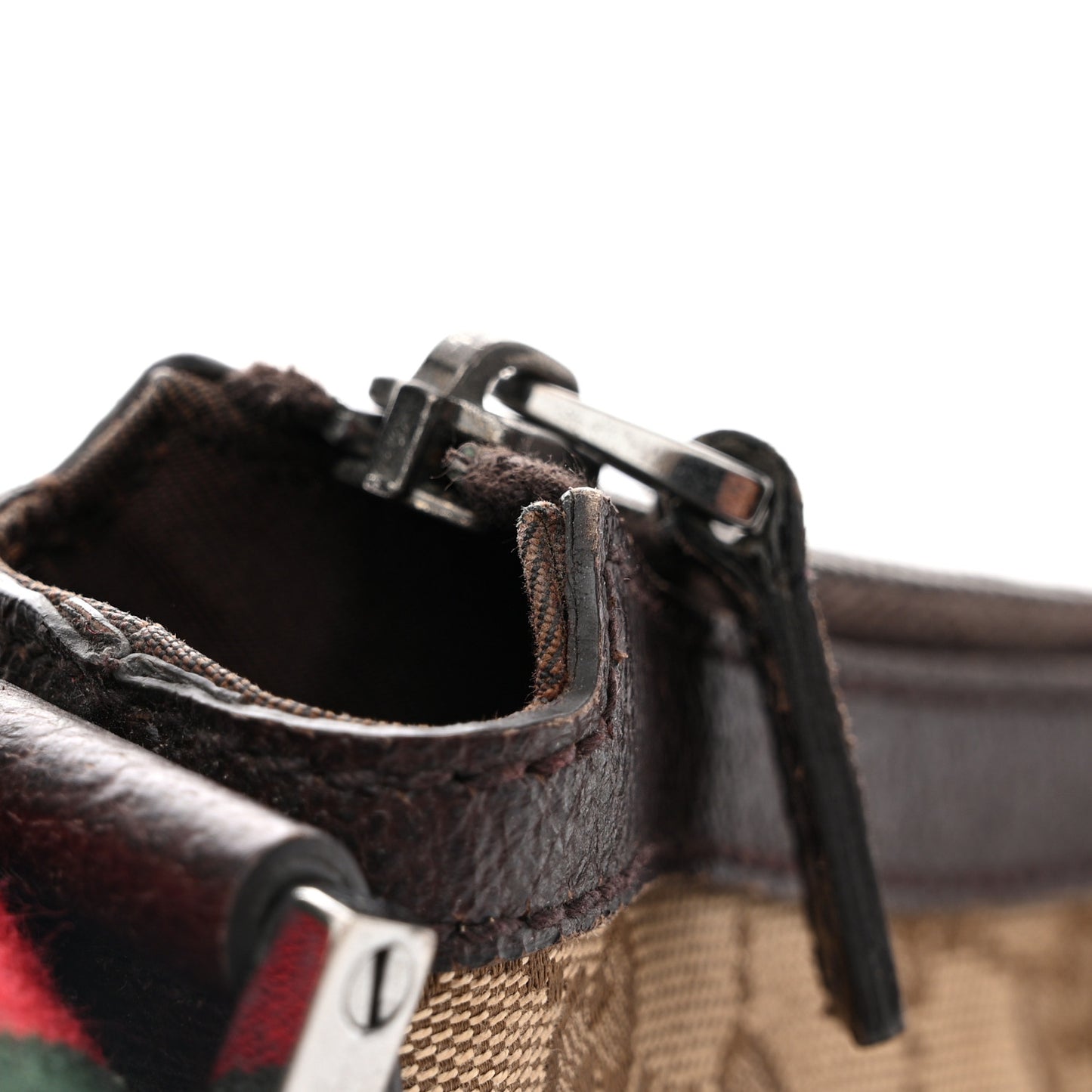 Monogram Web Medium Half Moon Hobo Dark Brown