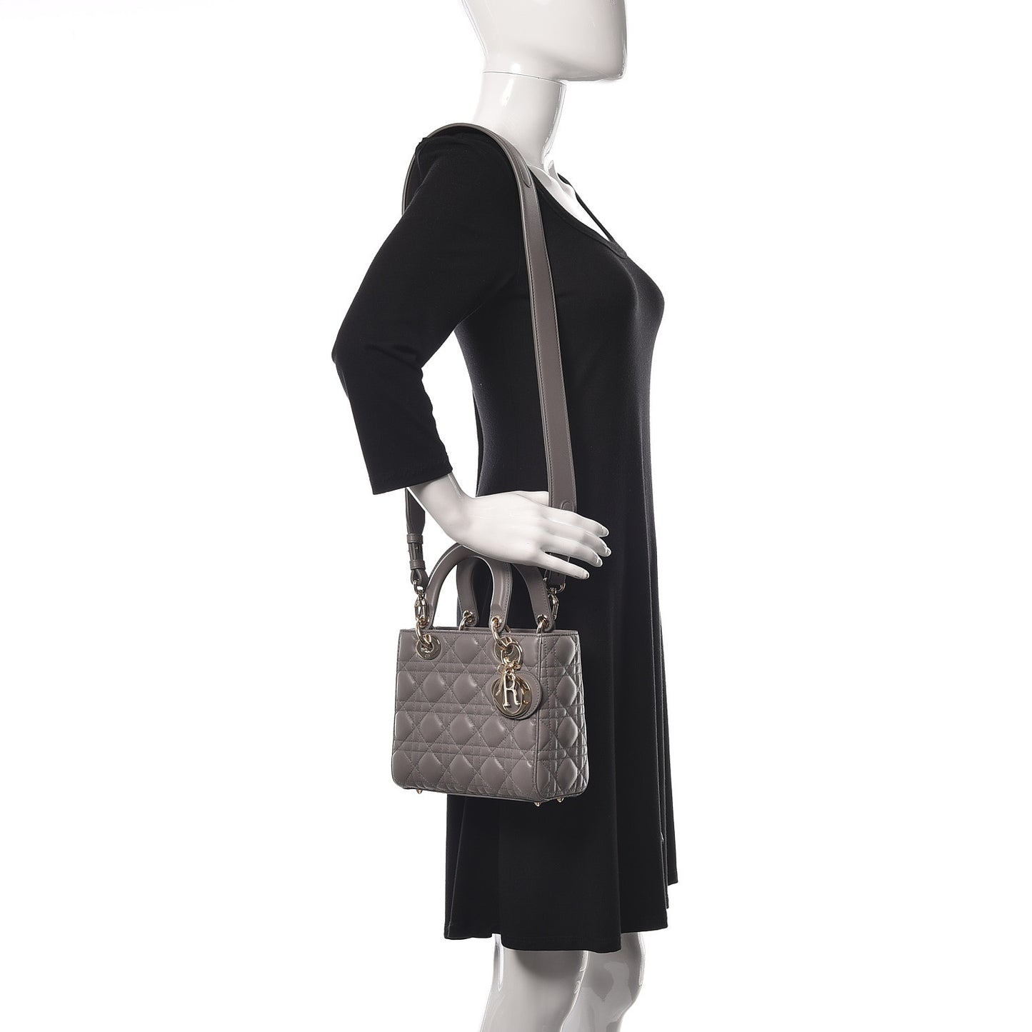 Lambskin Cannage Small Lucky Badges My Lady Dior Grey