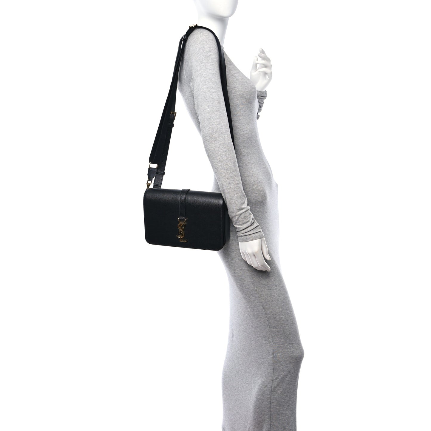 Textured Calfskin Medium Classic Monogram Universite Bag Black