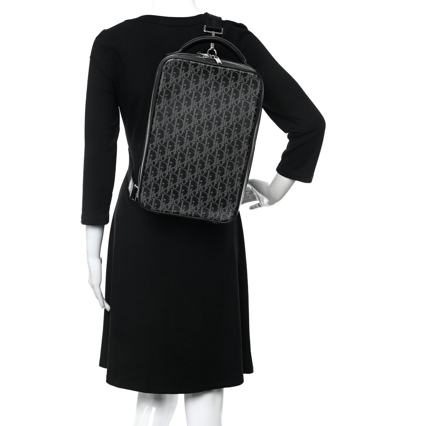 Calfskin Oblique Galaxy Perforated Marsupio World Tour Pelle Sling Black White