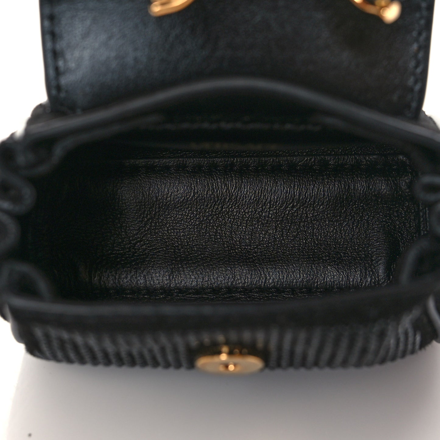 Suede Crystal Studded Micro La Medusa Bag Black