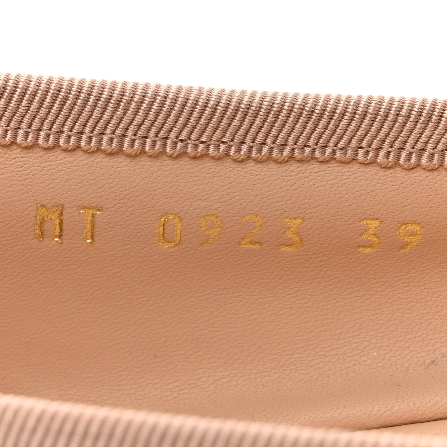 Calfskin Cannage Pearl Bow Ballet Flats 39 Nude