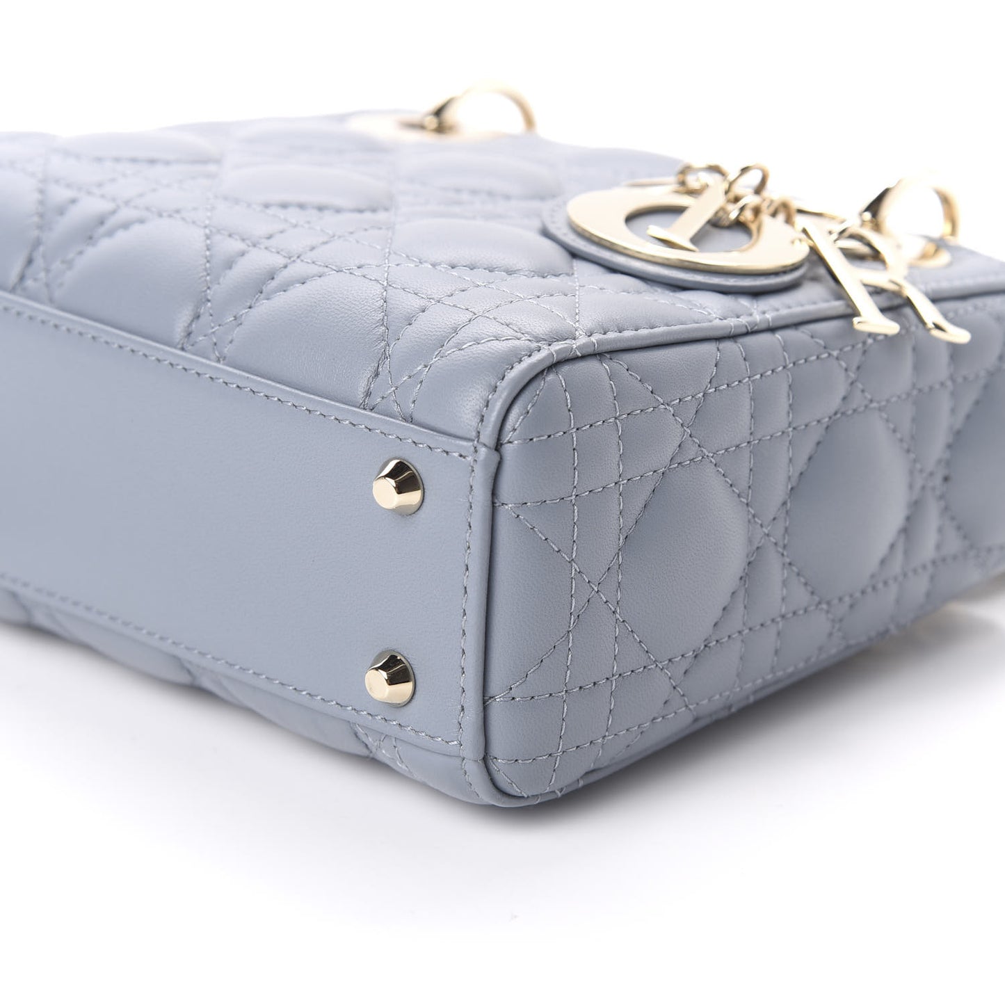Lambskin Cannage Mini Lady Dior Cloud Blue