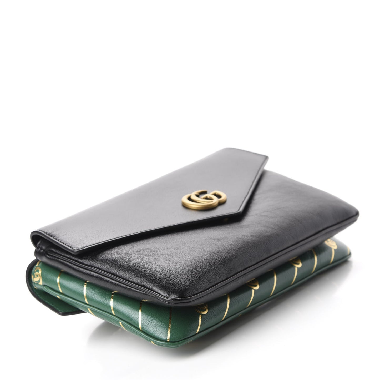 Calfskin Diagonal GG Medium Thiara Double Envelope Shoulder Bag Emerald Green Black