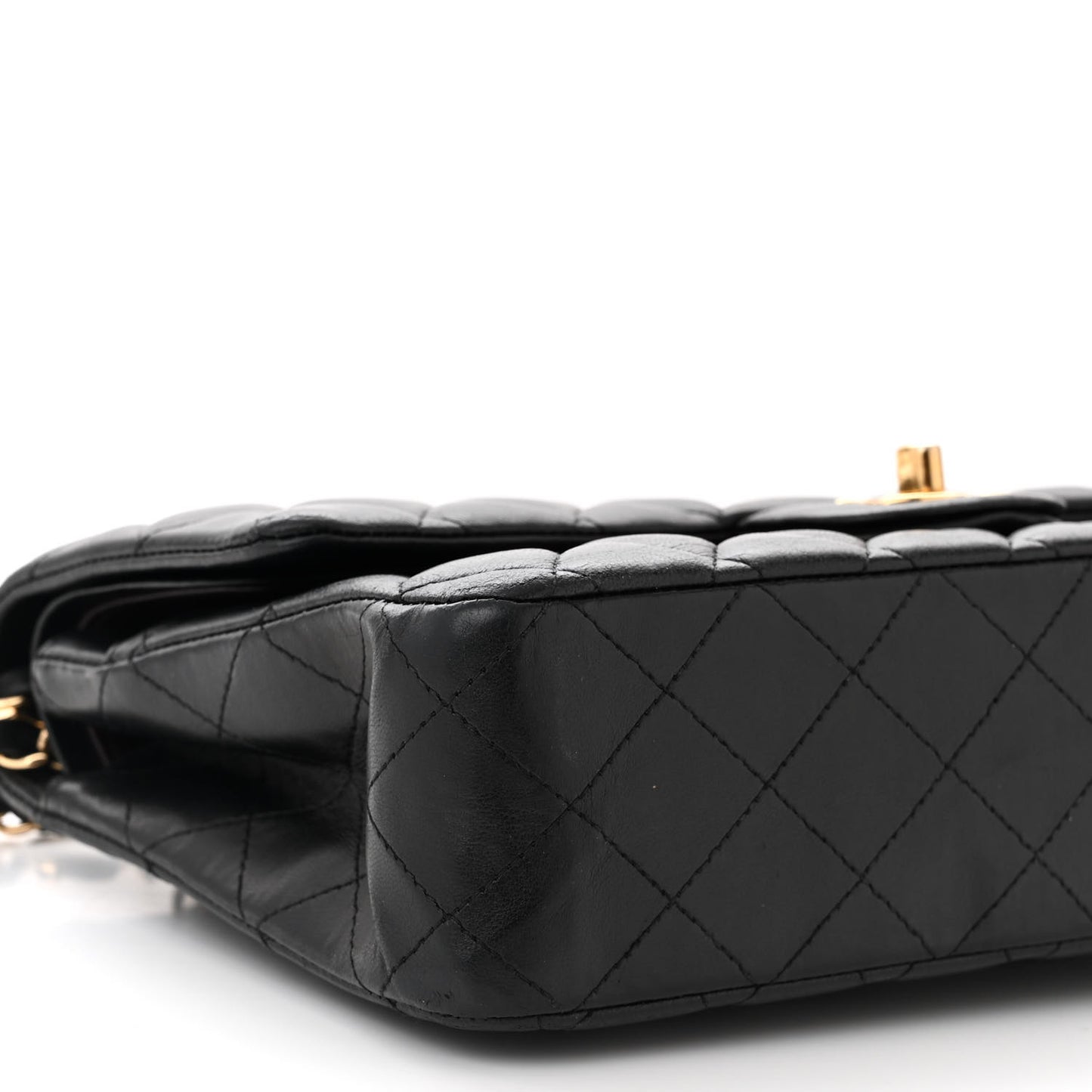 Lambskin Quilted Medium Double Flap Black
